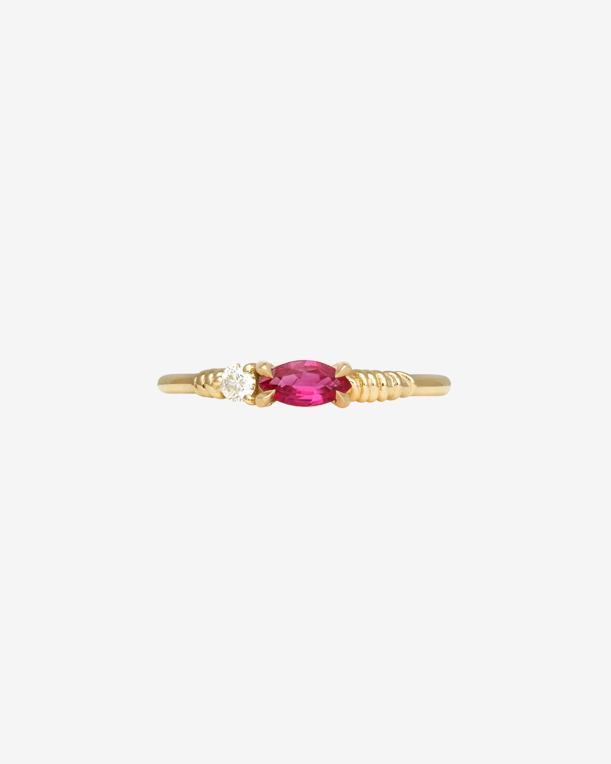 Temple of the Sun Jasmine Ring Ruby Diamond Solid Gold