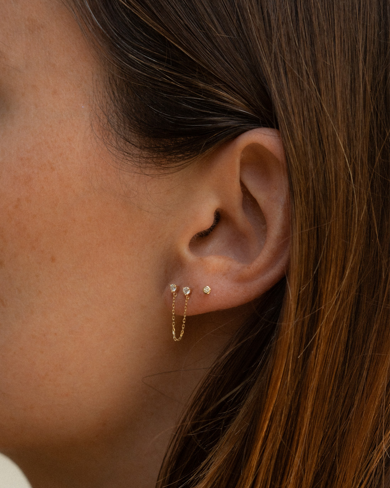 Temple of the Sun Jewellery Aliza Chain Single Stud Diamond Solid Gold