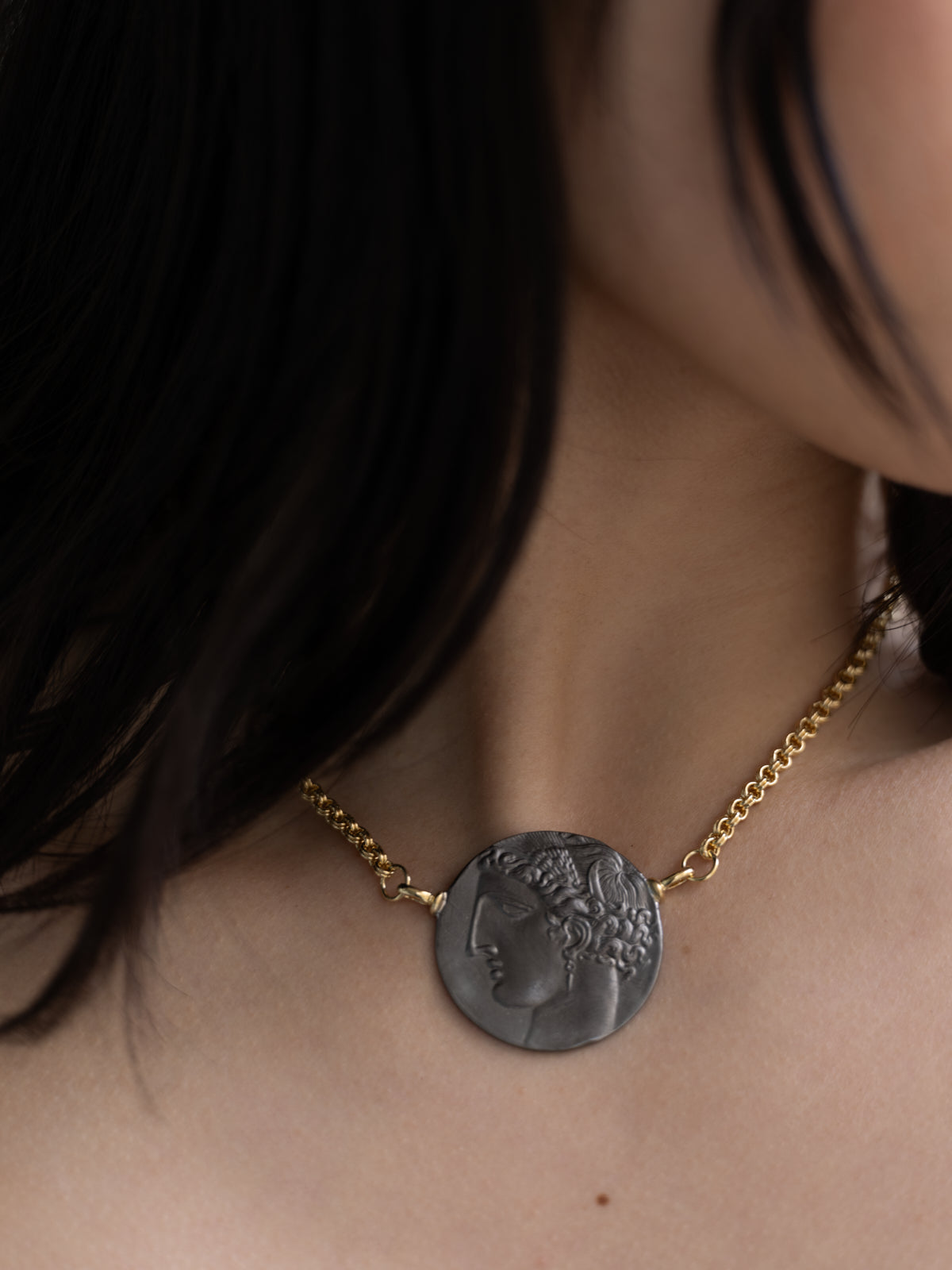 Temple of the Sun Jewellery Elissar Coin Necklace Gold Vermeil