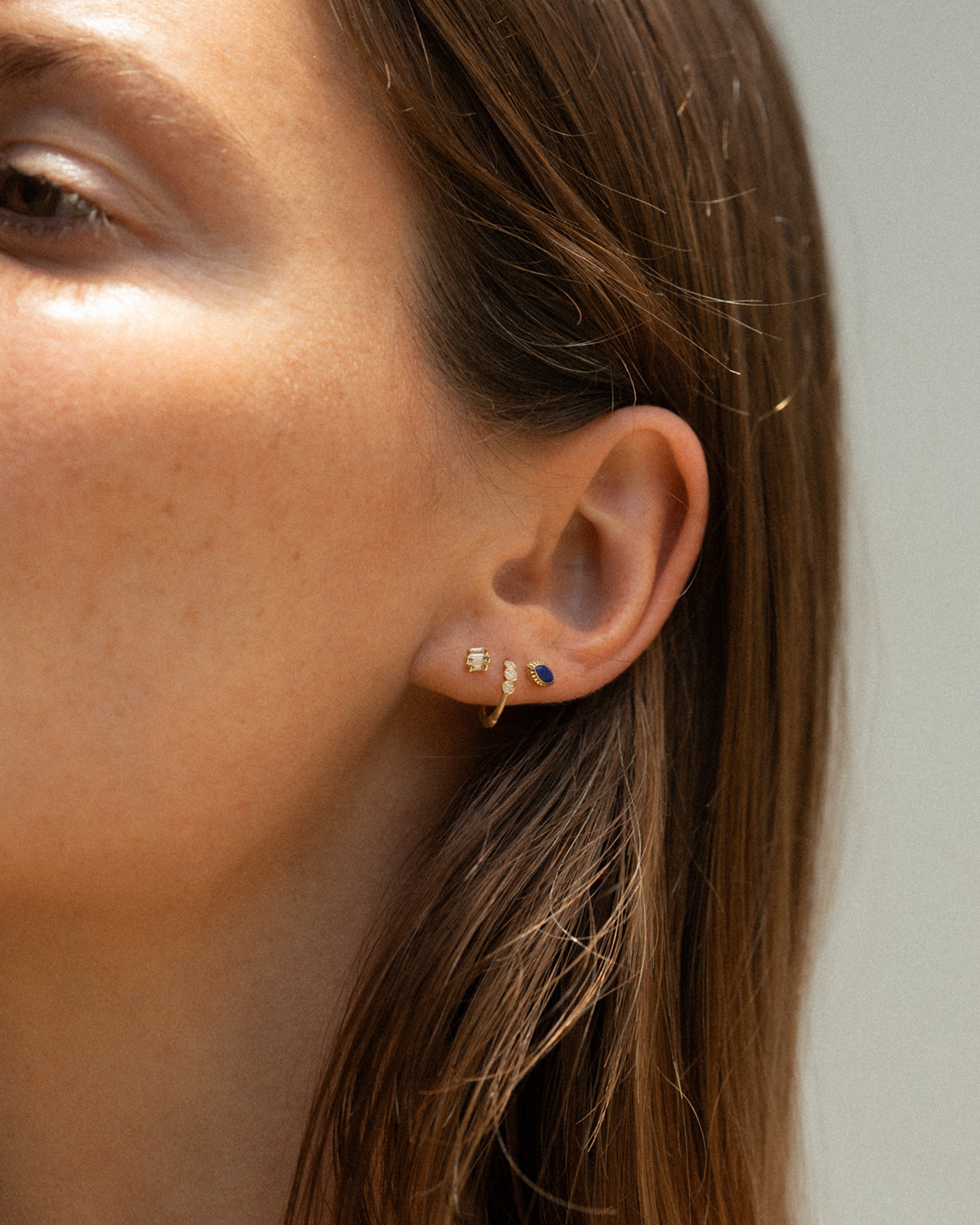 Temple of the Sun Jewellery Trine Single Cartilage Earring Diamond Solid Gold