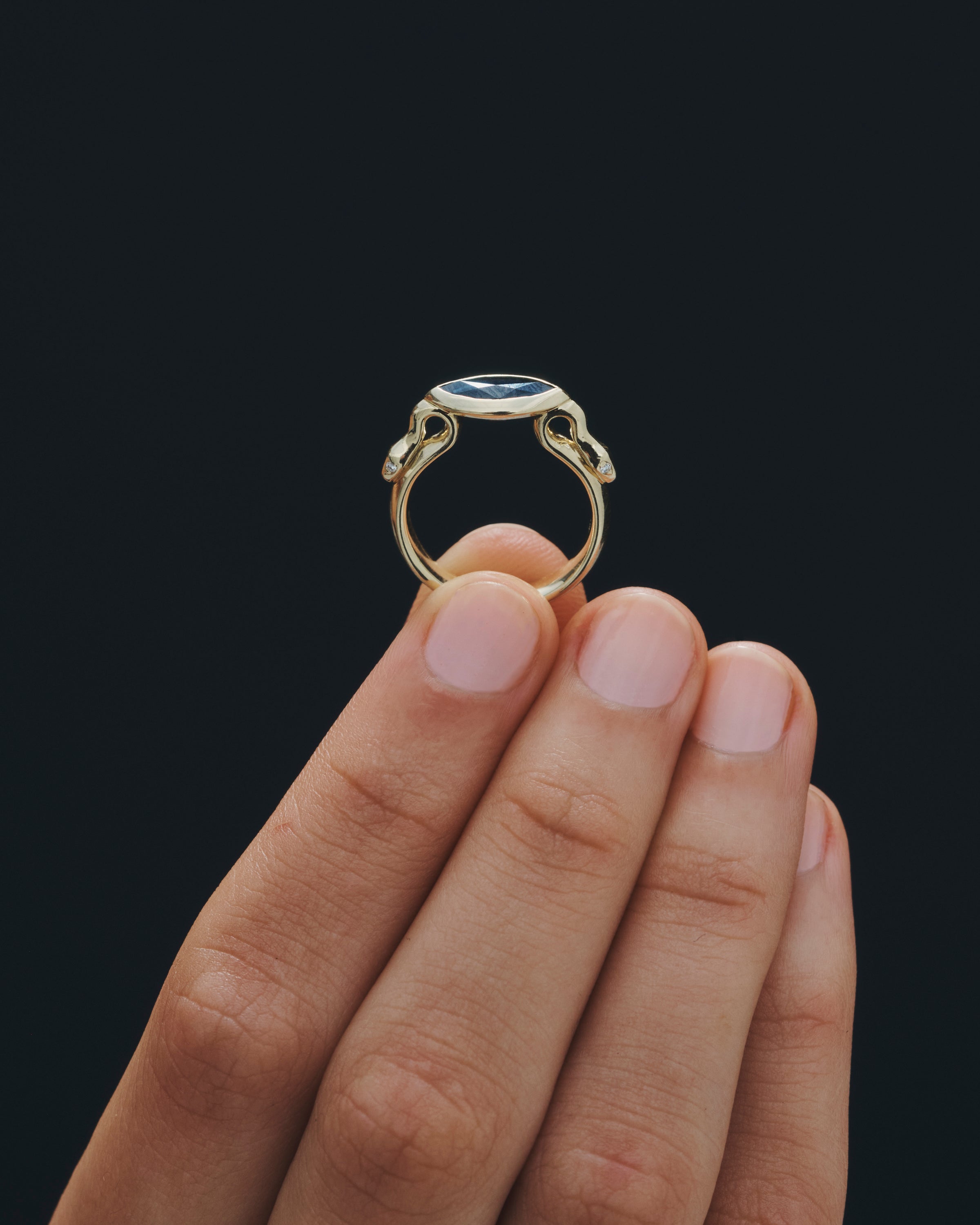 Temple of the Sun Juno Ring Sapphire Diamond Solid Gold