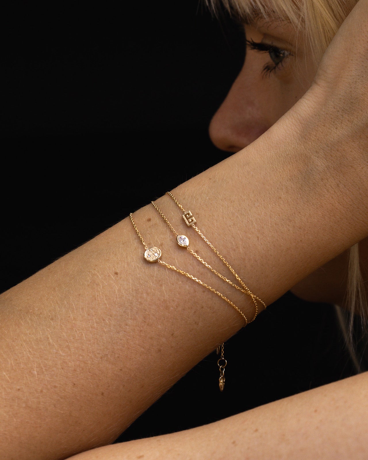 Temple of the Sun Kasia Coin Bracelet Diamond Solid Gold