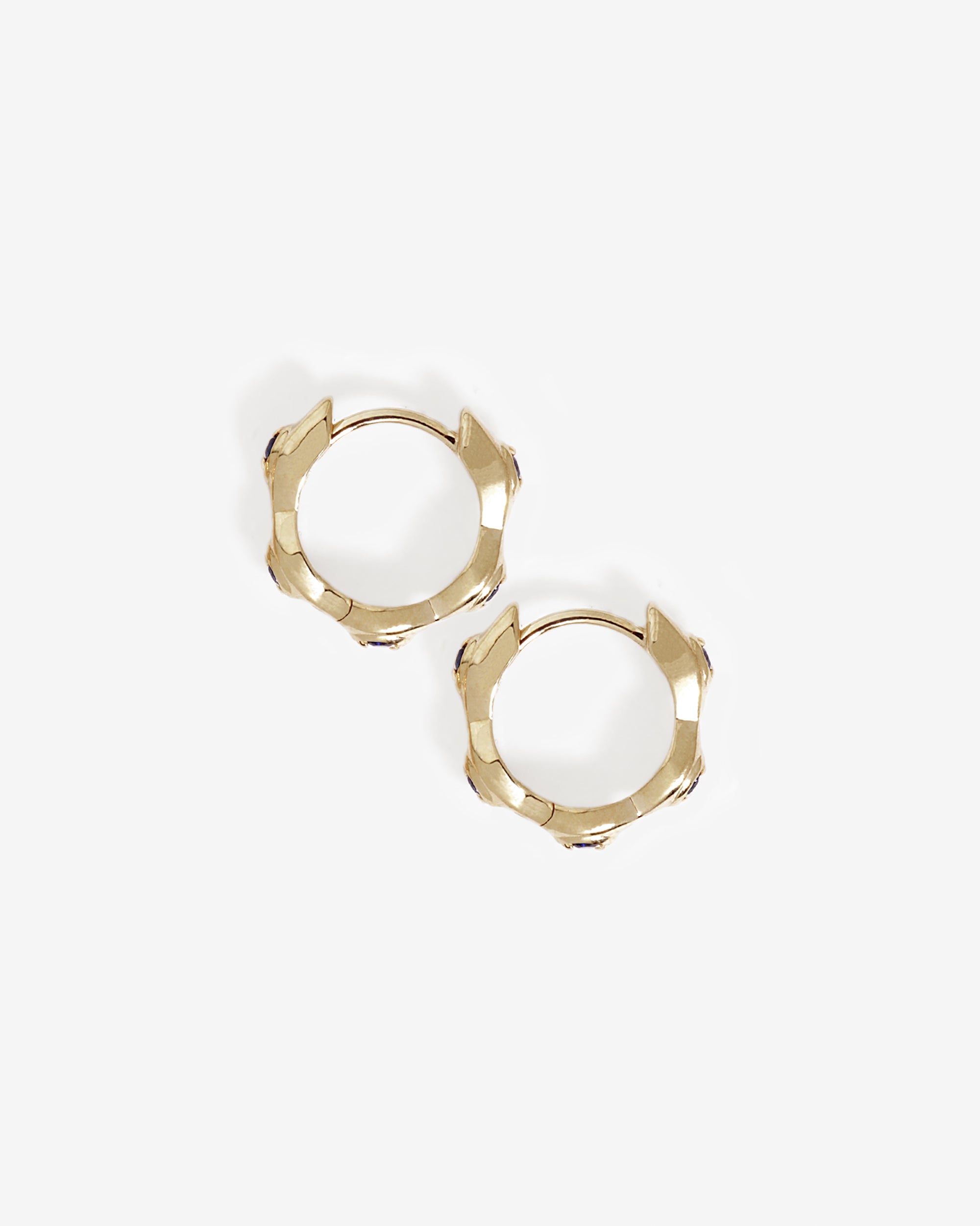 Temple of the Sun Kassandra Huggie Earrings Sapphire Solid Gold