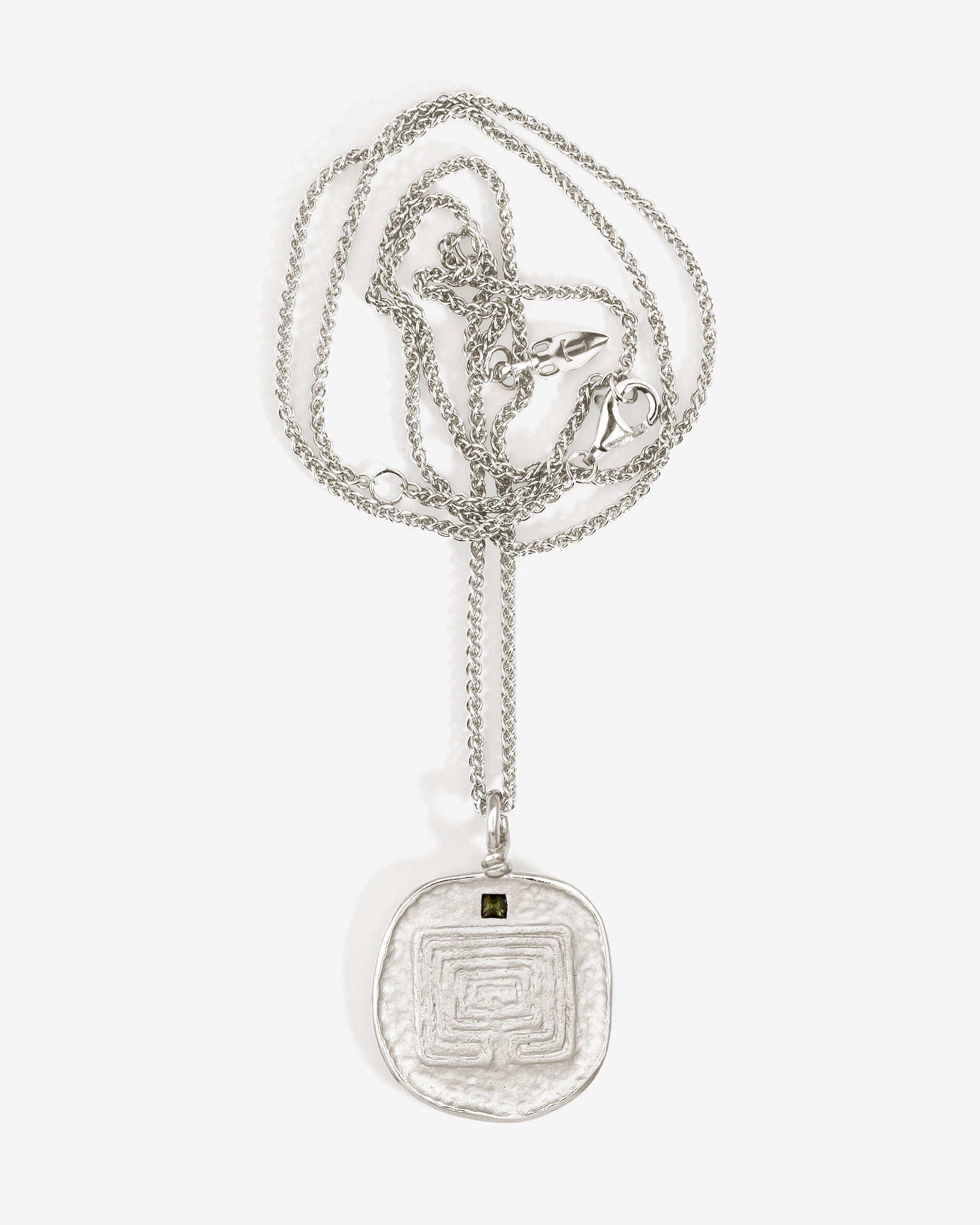 Temple of the Sun Labyrinth Necklace Silver