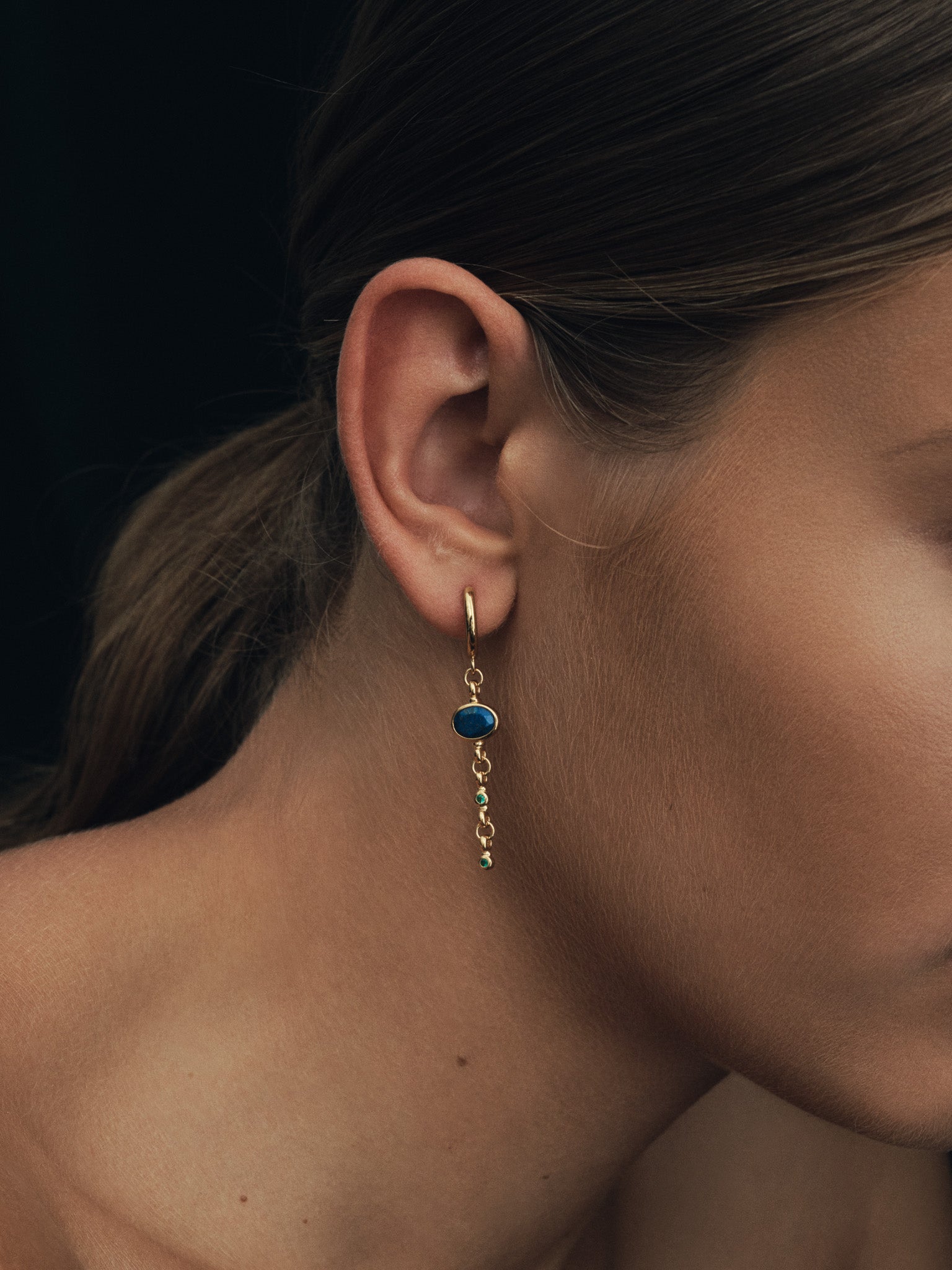 Temple of the Sun Lazuli Earrings Gold Vermeil