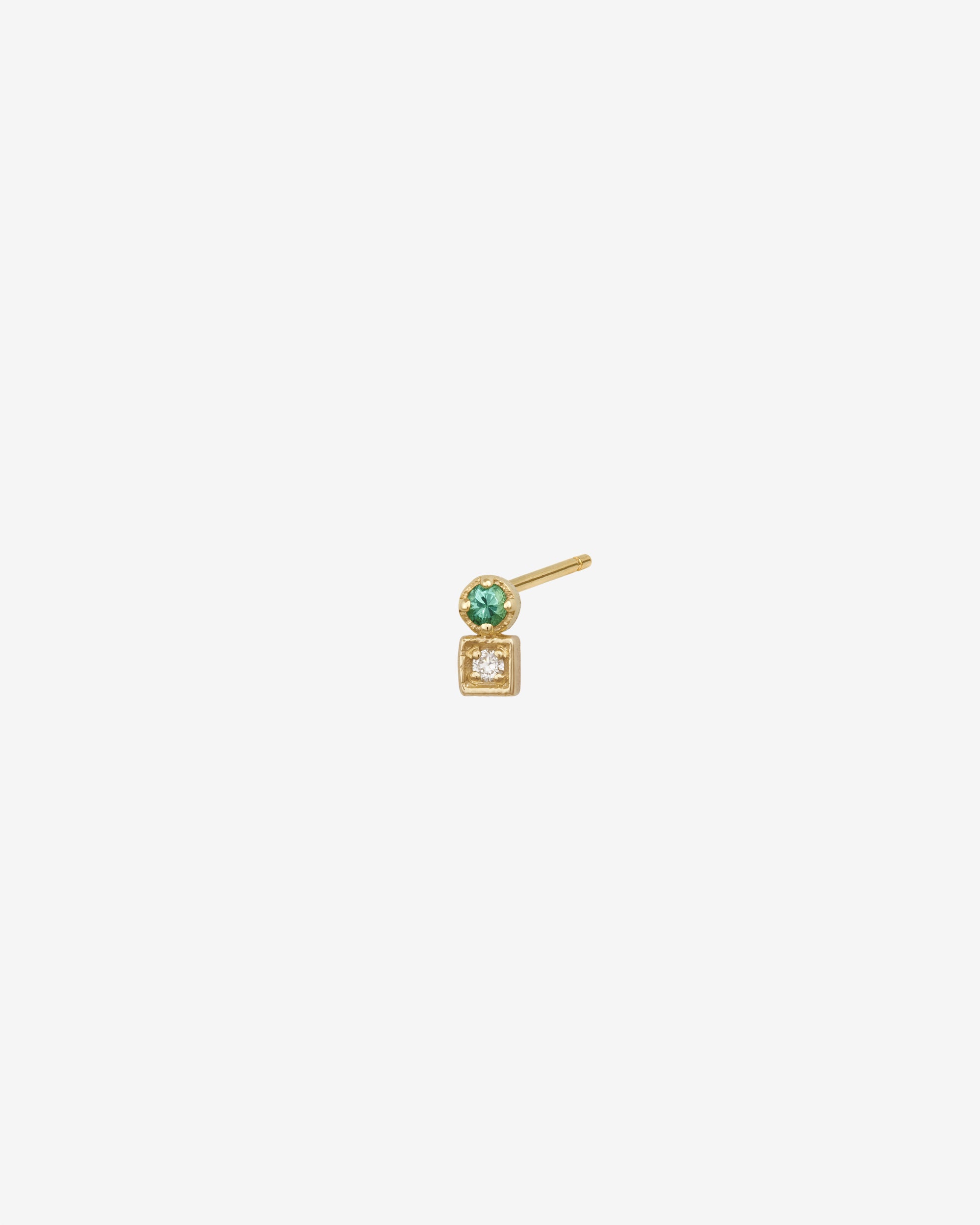 Temple of the Sun Lenci Single Stud Emerald Solid Gold