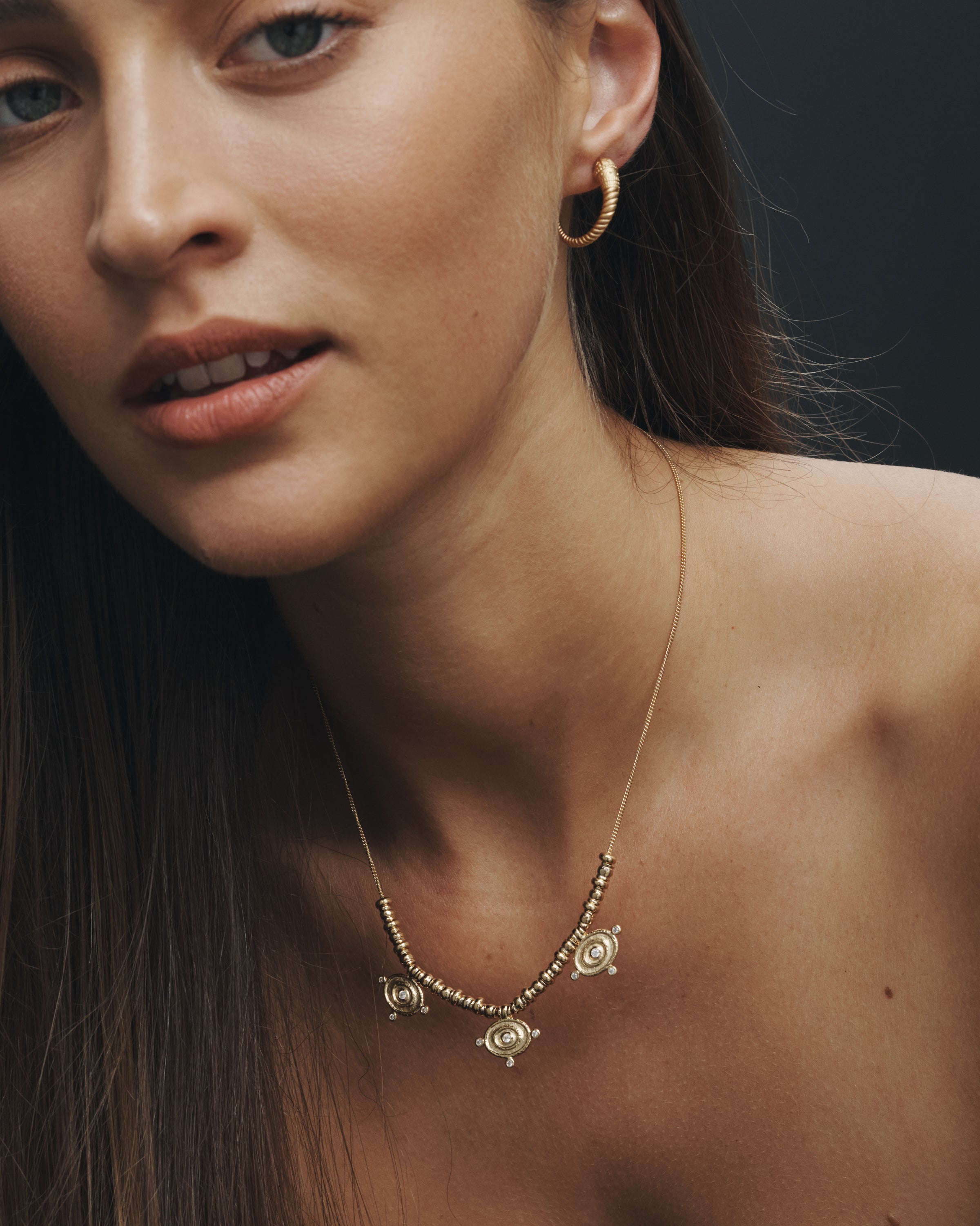 Temple of the Sun Loulon Lion Hoops Gold Vermeil