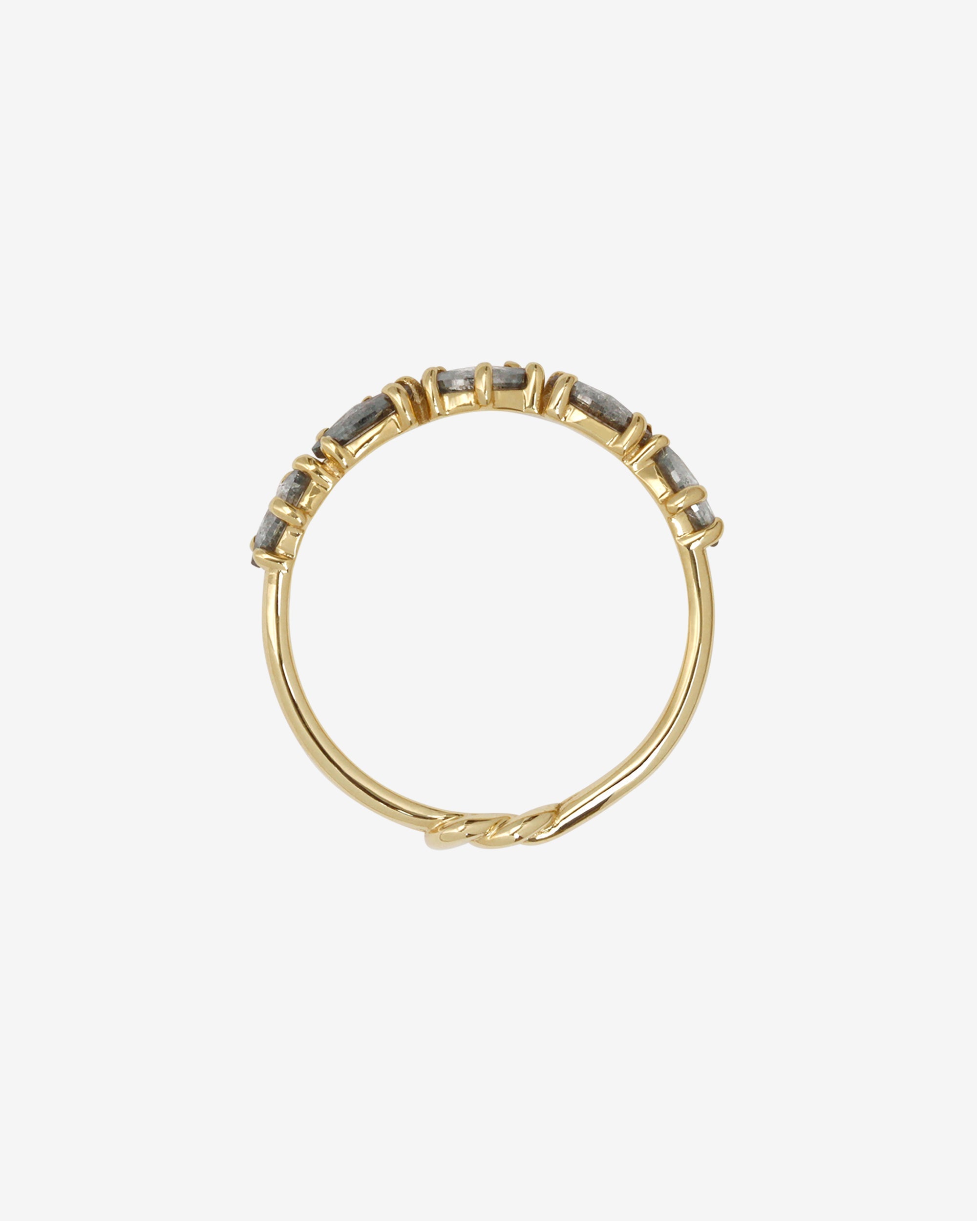 Temple of the Sun Love Knot Ring Salt and Pepper Diamond Solid Gold