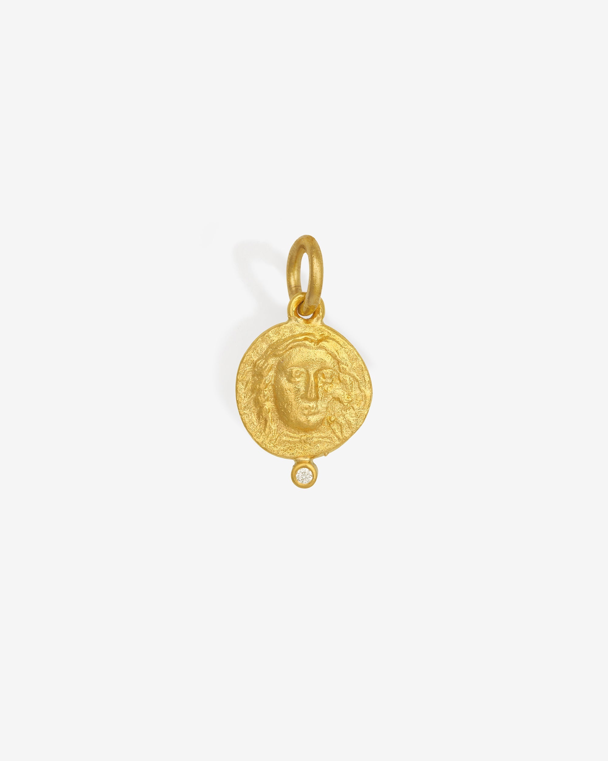 Temple of the Sun Macedon Coin Pendant Diamond Solid Gold