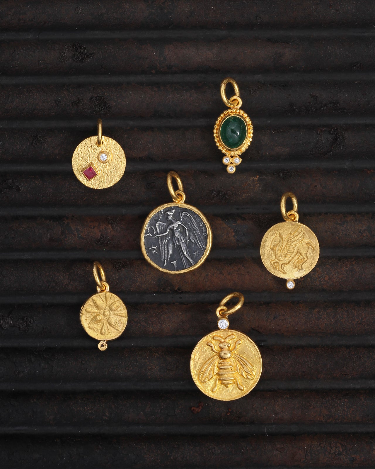 Temple of the Sun Macedon Coin Pendant Diamond Solid Gold