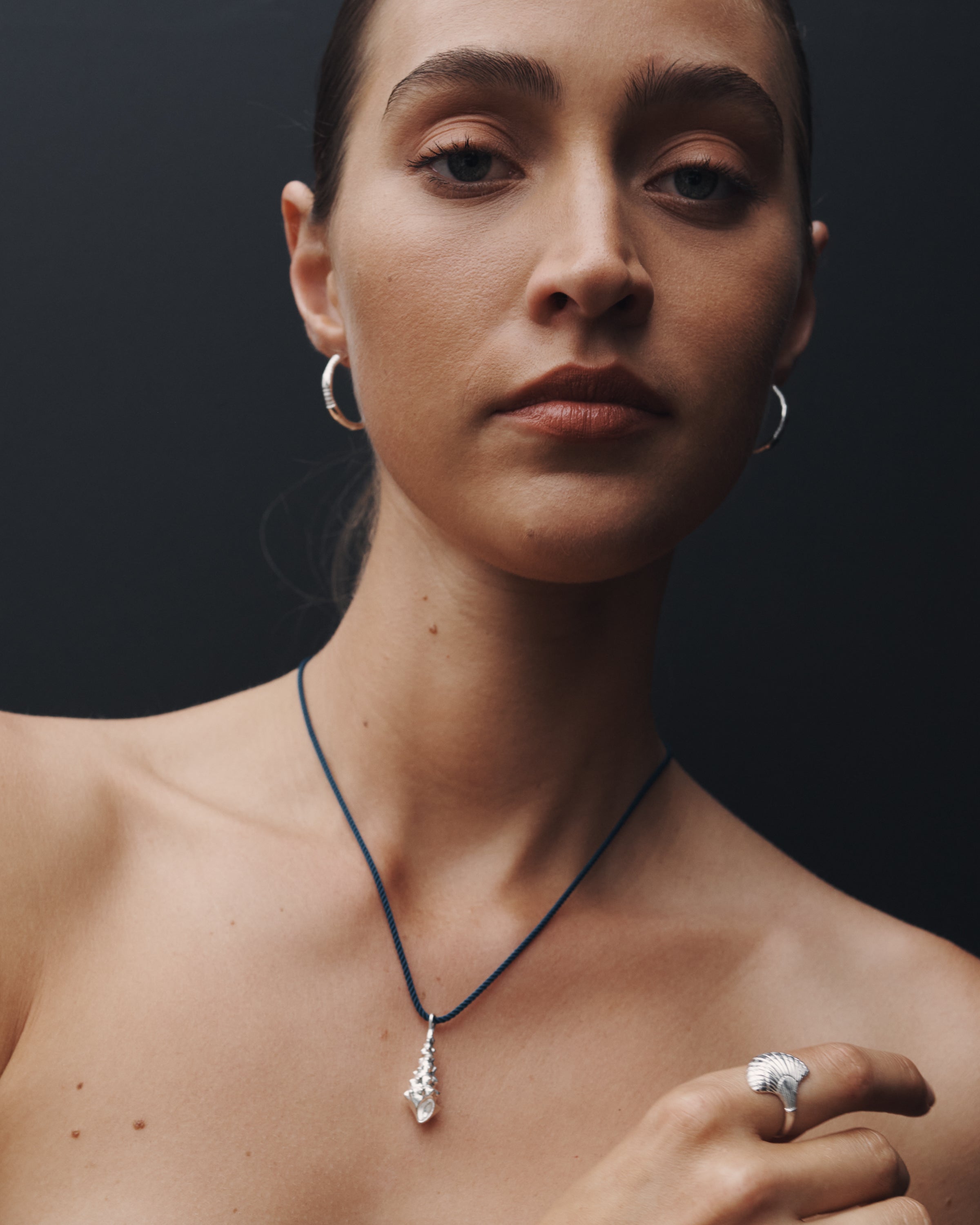 Temple of the Sun Marine Cord Necklace Silver