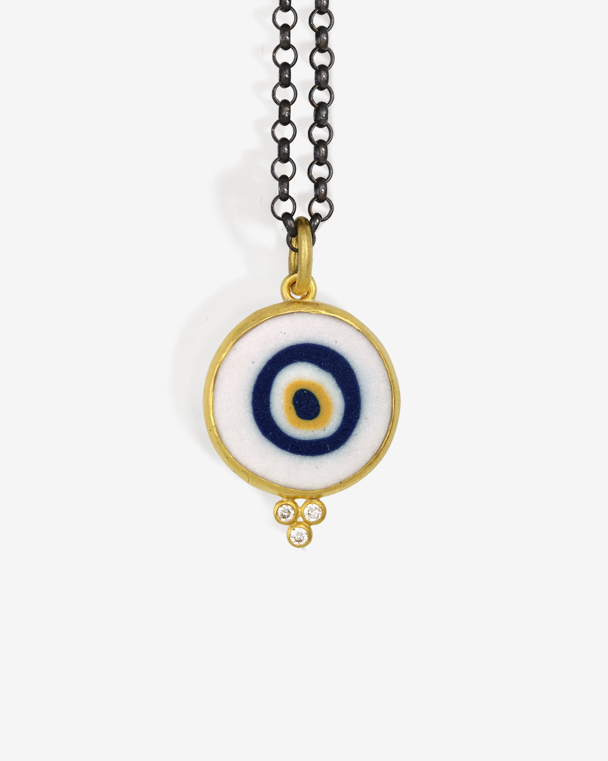 Temple of the Sun Mati Eye Necklace III White Diamond Solid Gold