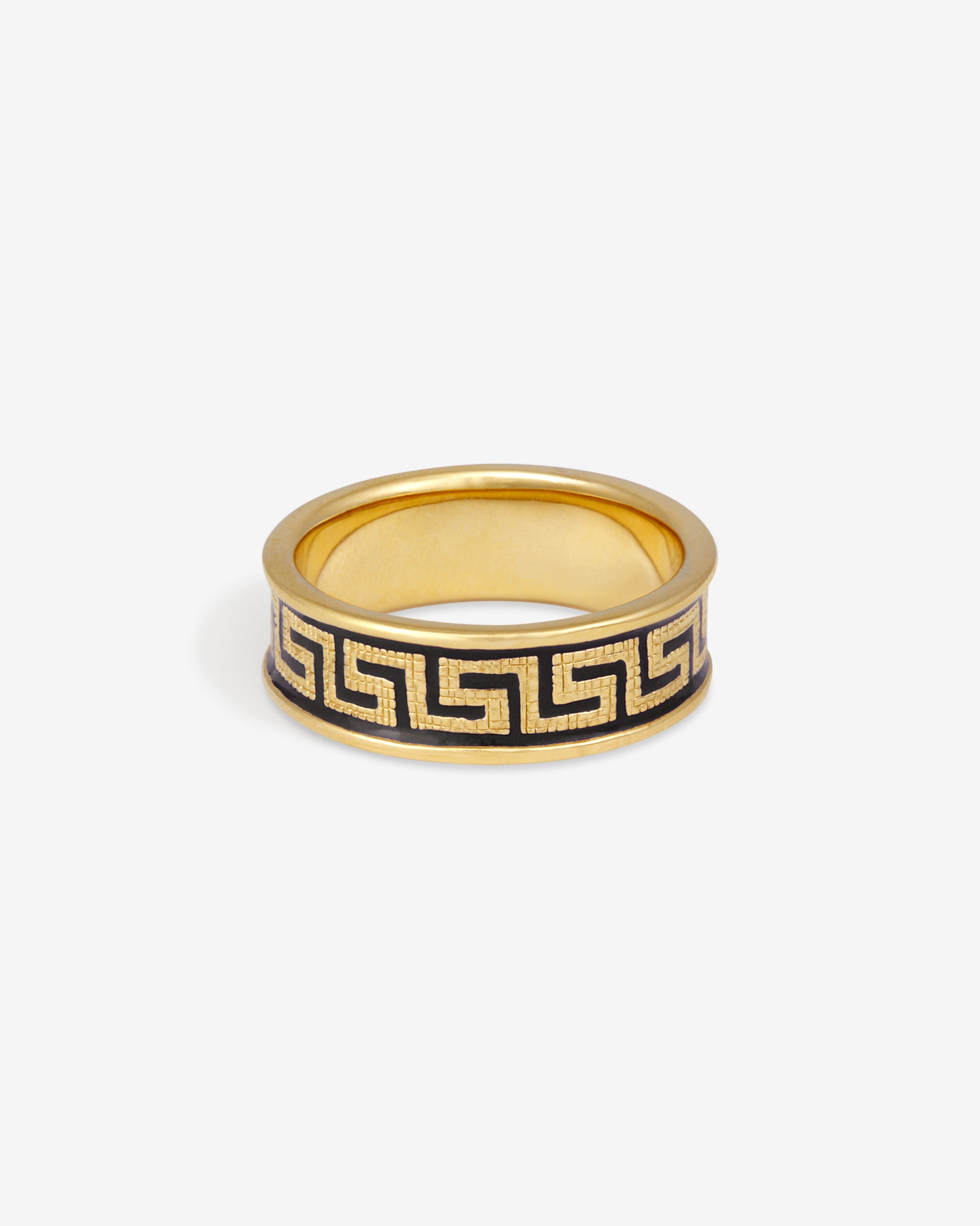 Temple of the Sun Meander Ring Enamel Gold Vermeil