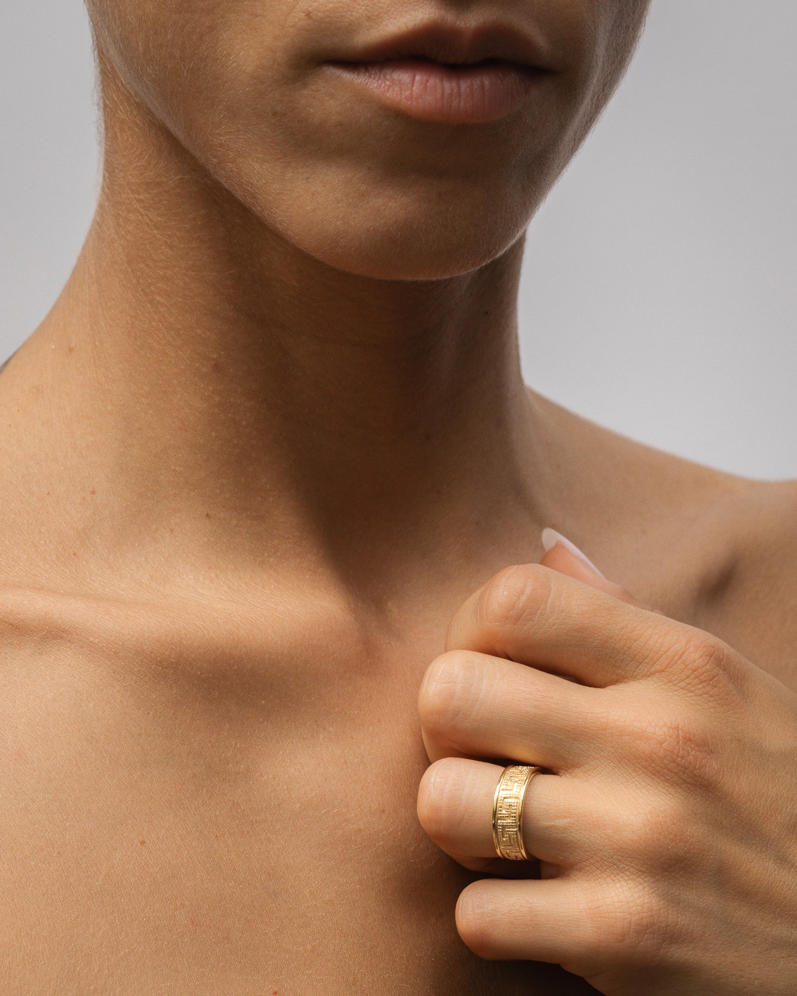 Temple of the Sun Meander Ring Gold Vermeil