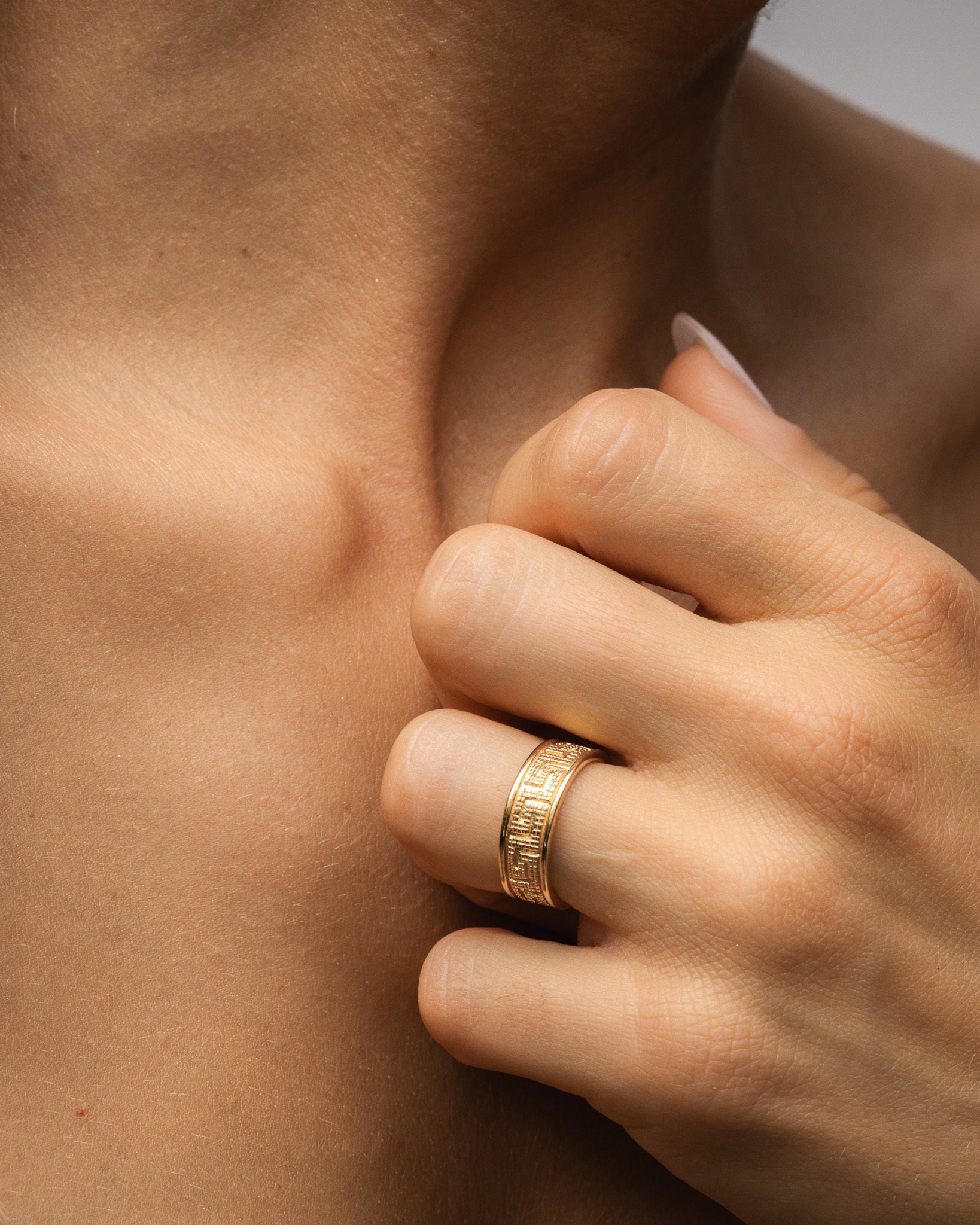 Temple of the Sun Meander Ring Gold Vermeil