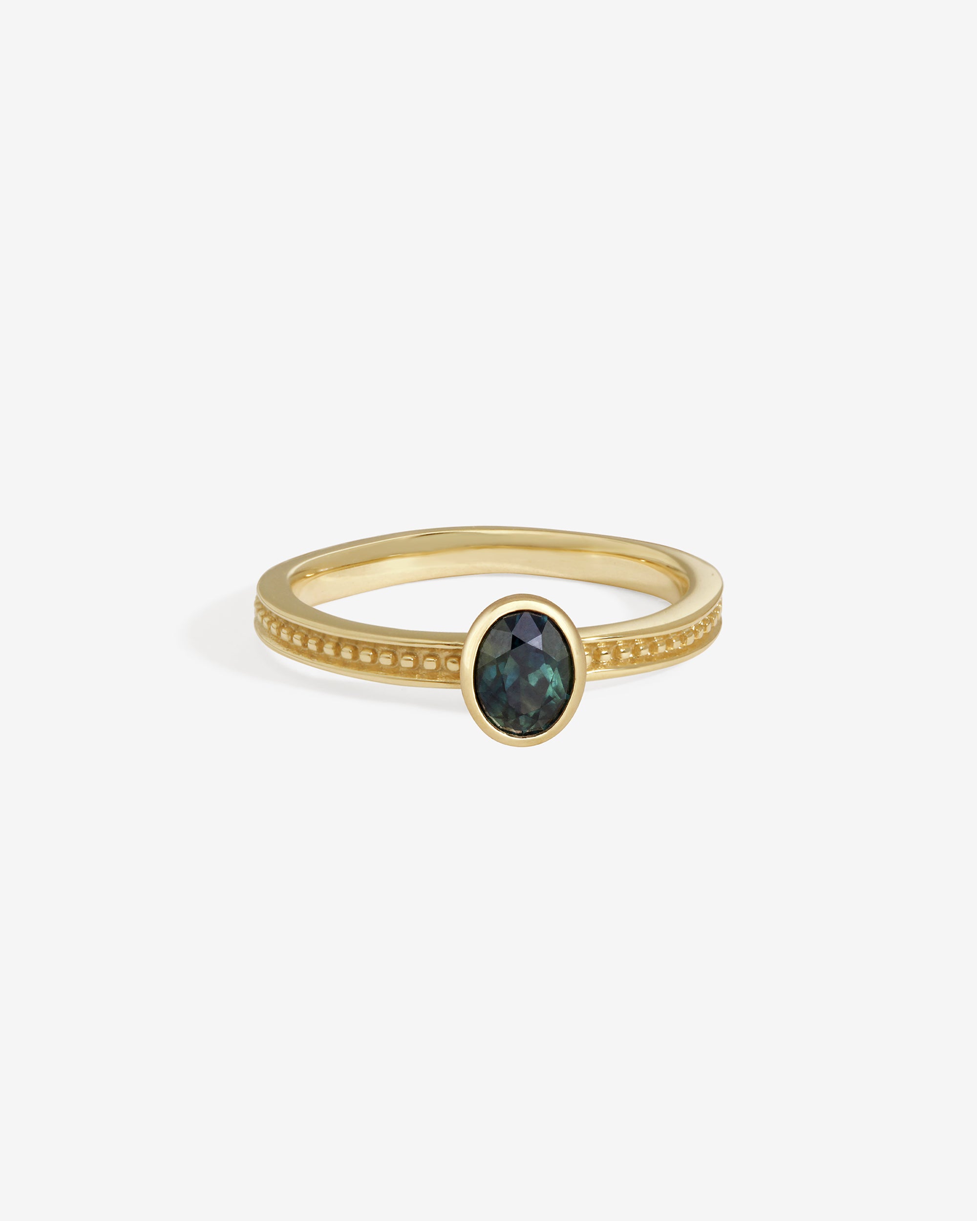 Temple of the Sun Mila Oval Ring 0.8ct Teal Sapphire Solid Gold