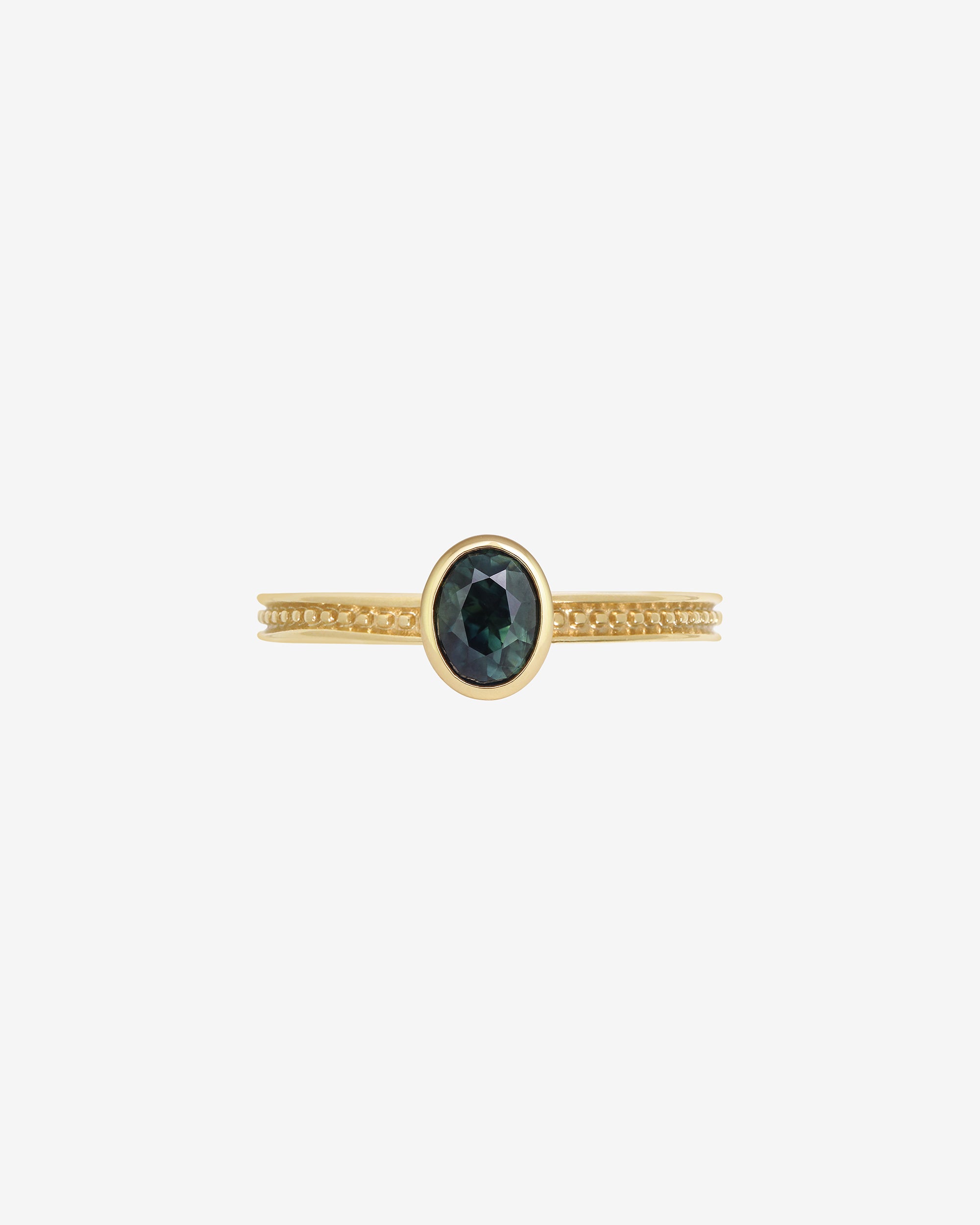 Temple of the Sun Mila Oval Ring 0.8ct Teal Sapphire Solid Gold