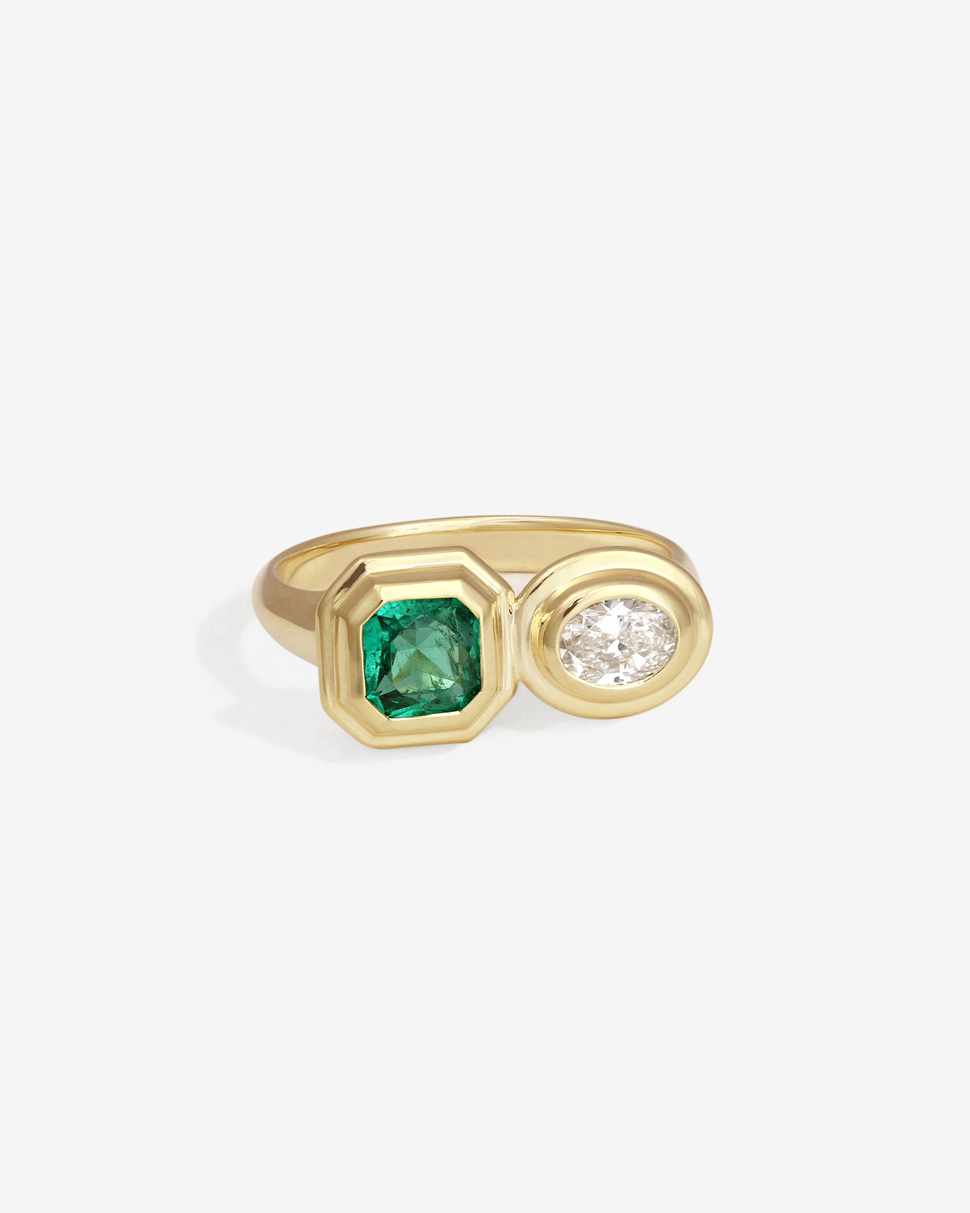 Temple of the Sun Mino Ring Emerald Diamond Solid Gold