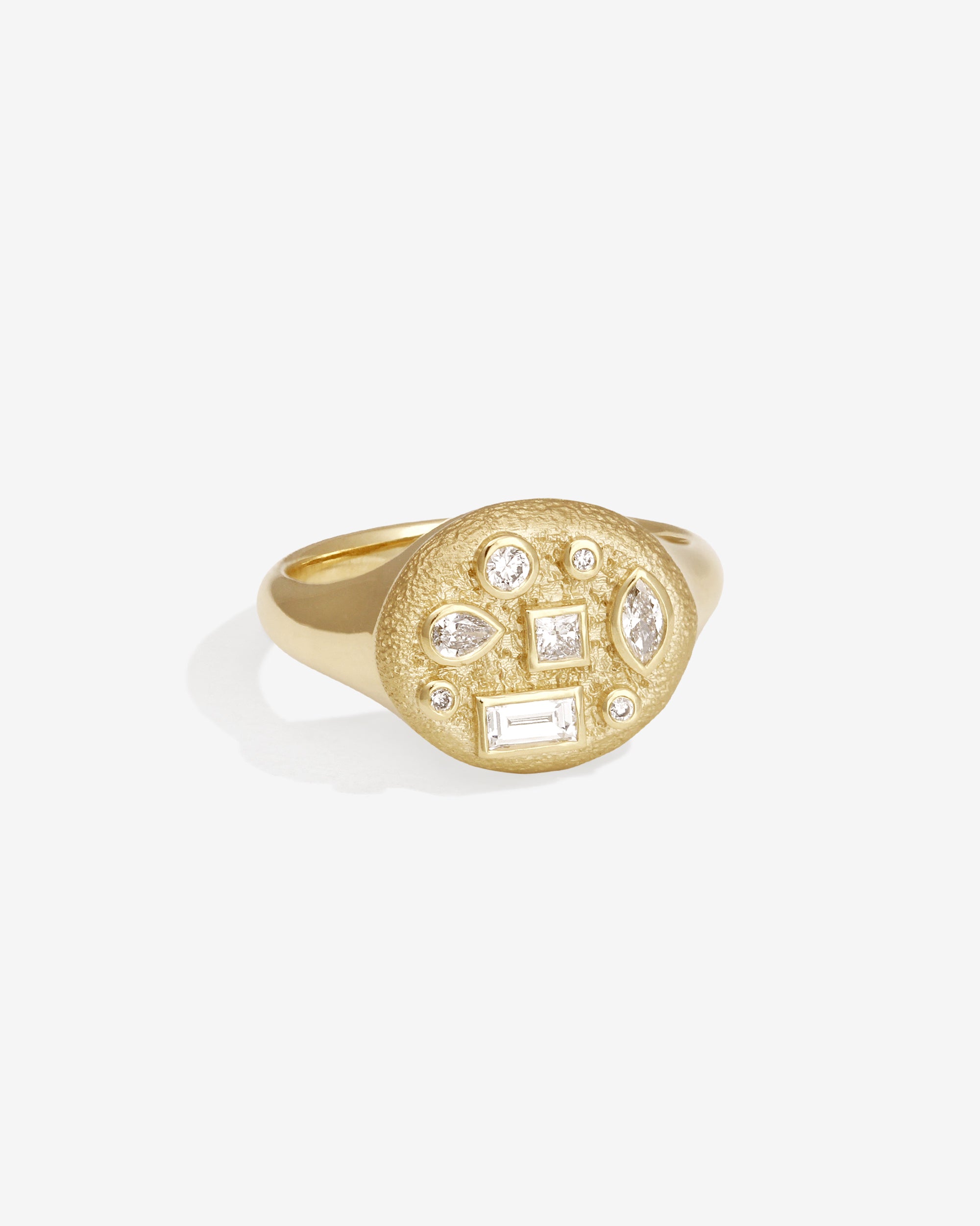 Temple of the Sun Mosaic Ring Cluster Diamond Solid Gold