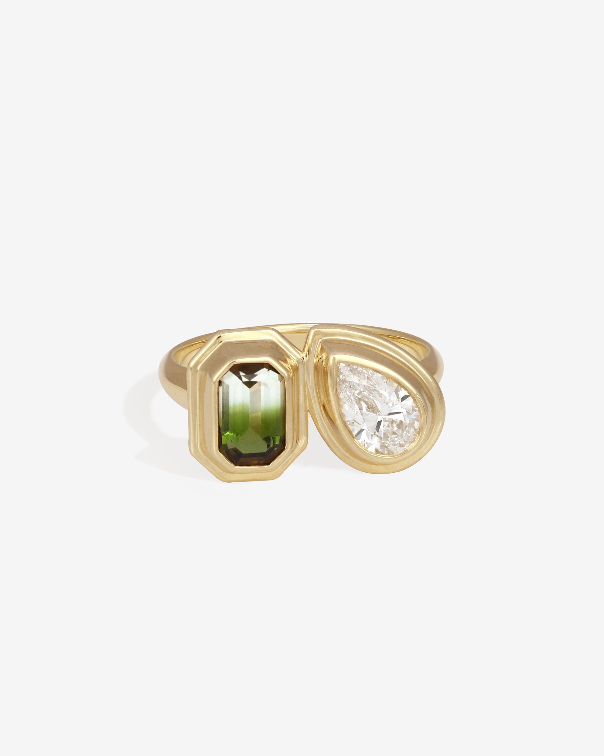 Temple of the Sun Nova Pear Ring Tourmaline Diamond Solid Gold
