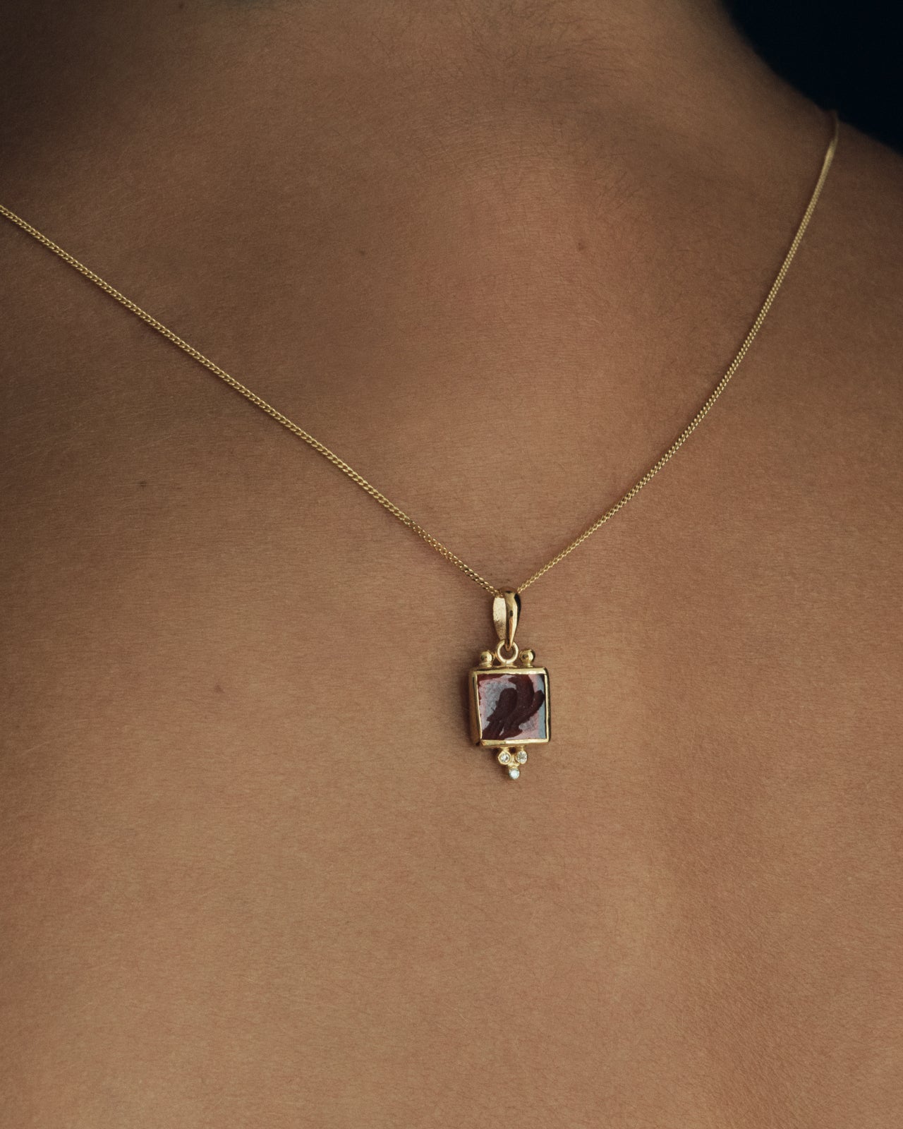 Temple of the Sun Pala Eagle Necklace Red Agate Solid Gold