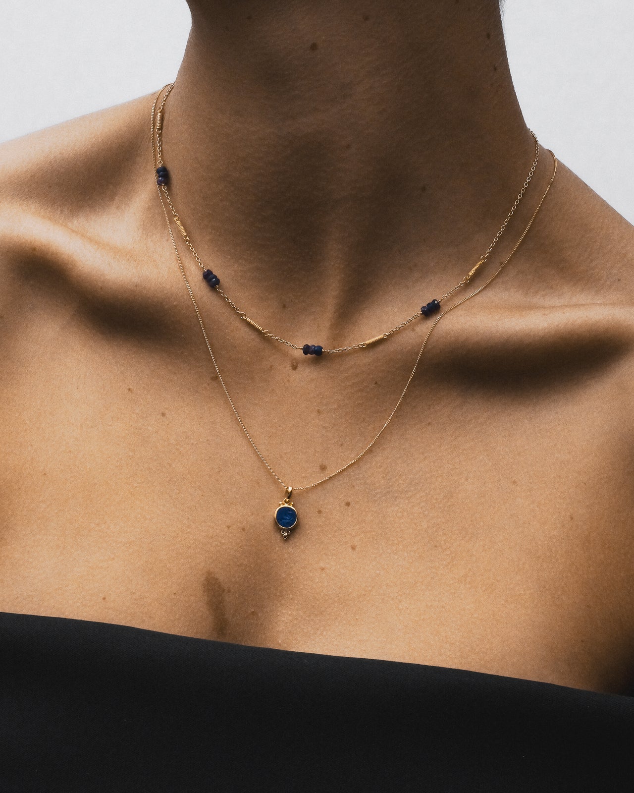 Temple of the Sun Quinn Necklace Sapphire Gold Vermeil