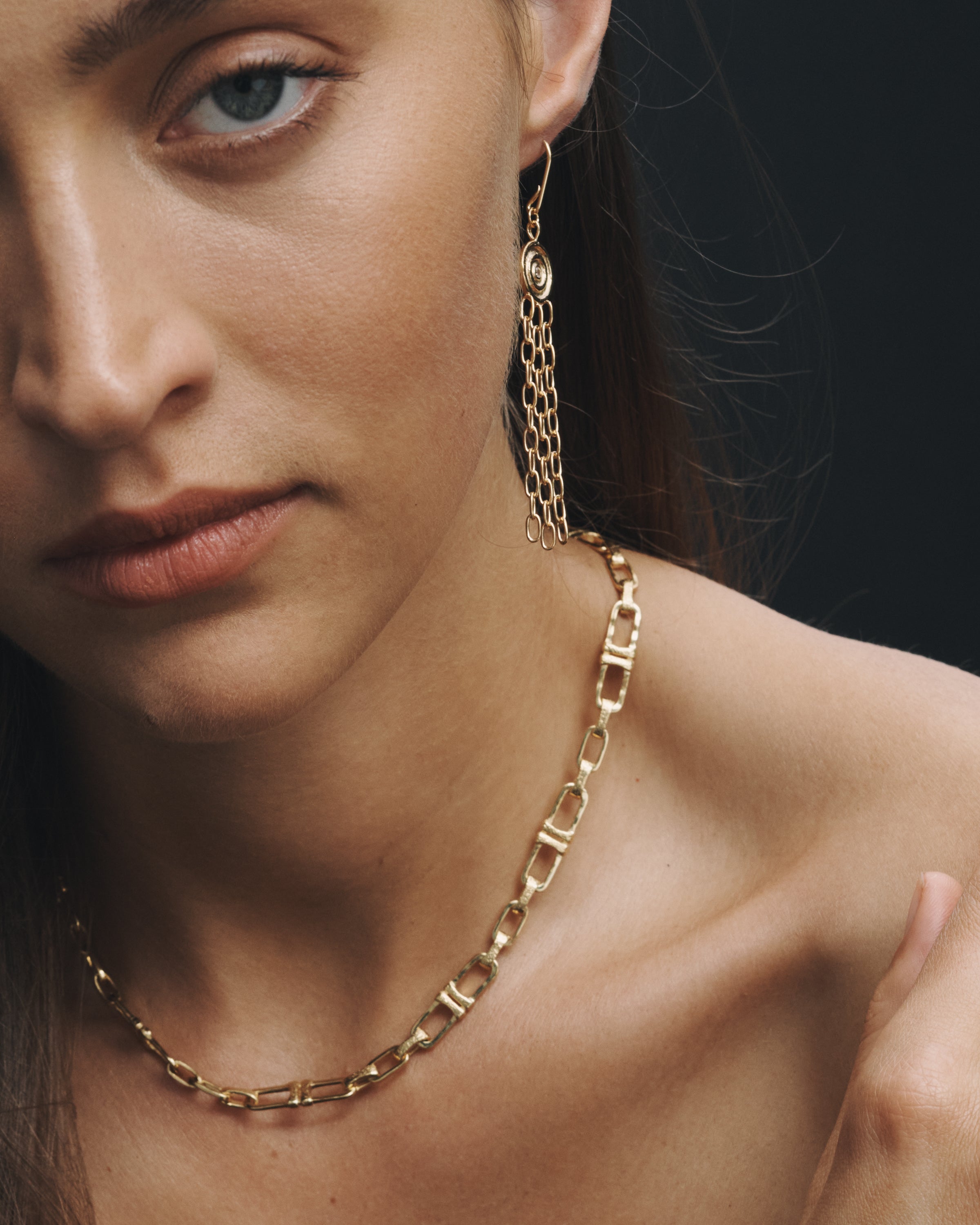 Temple of the Sun Reign Chandelier Earrings Gold Vermeil