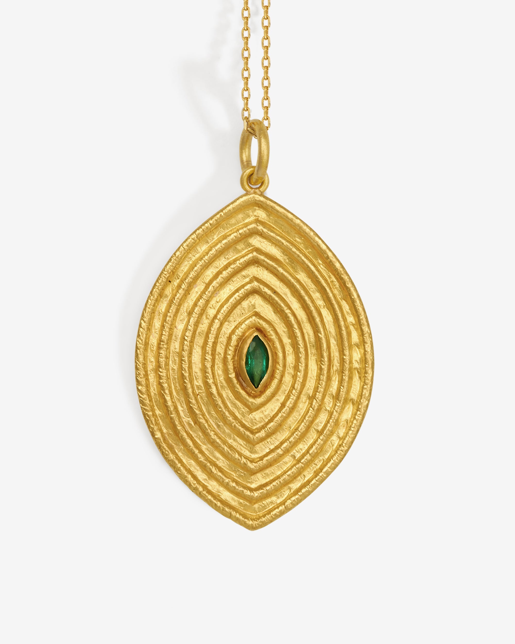 Temple of the Sun Reign Large Necklace Emerald Solid Gold