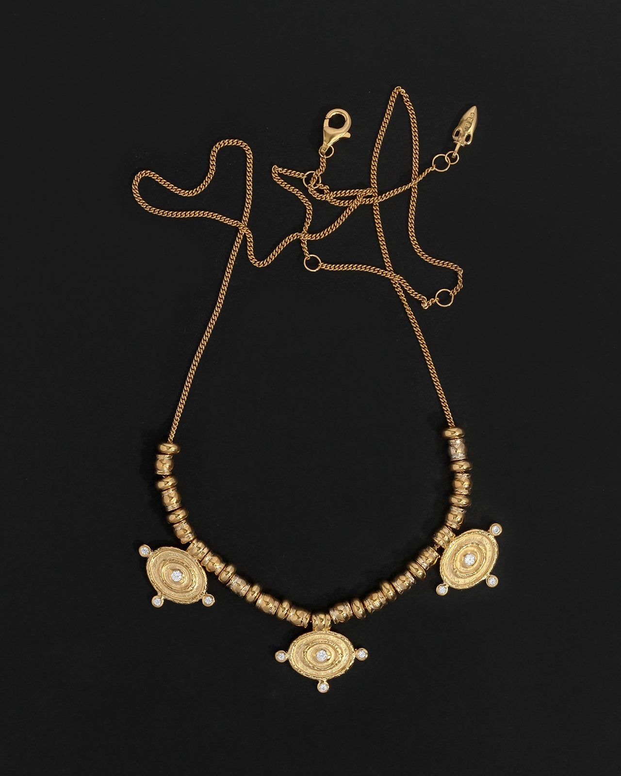 Temple of the Sun Reign Oval Statement Necklace Gold Vermeil