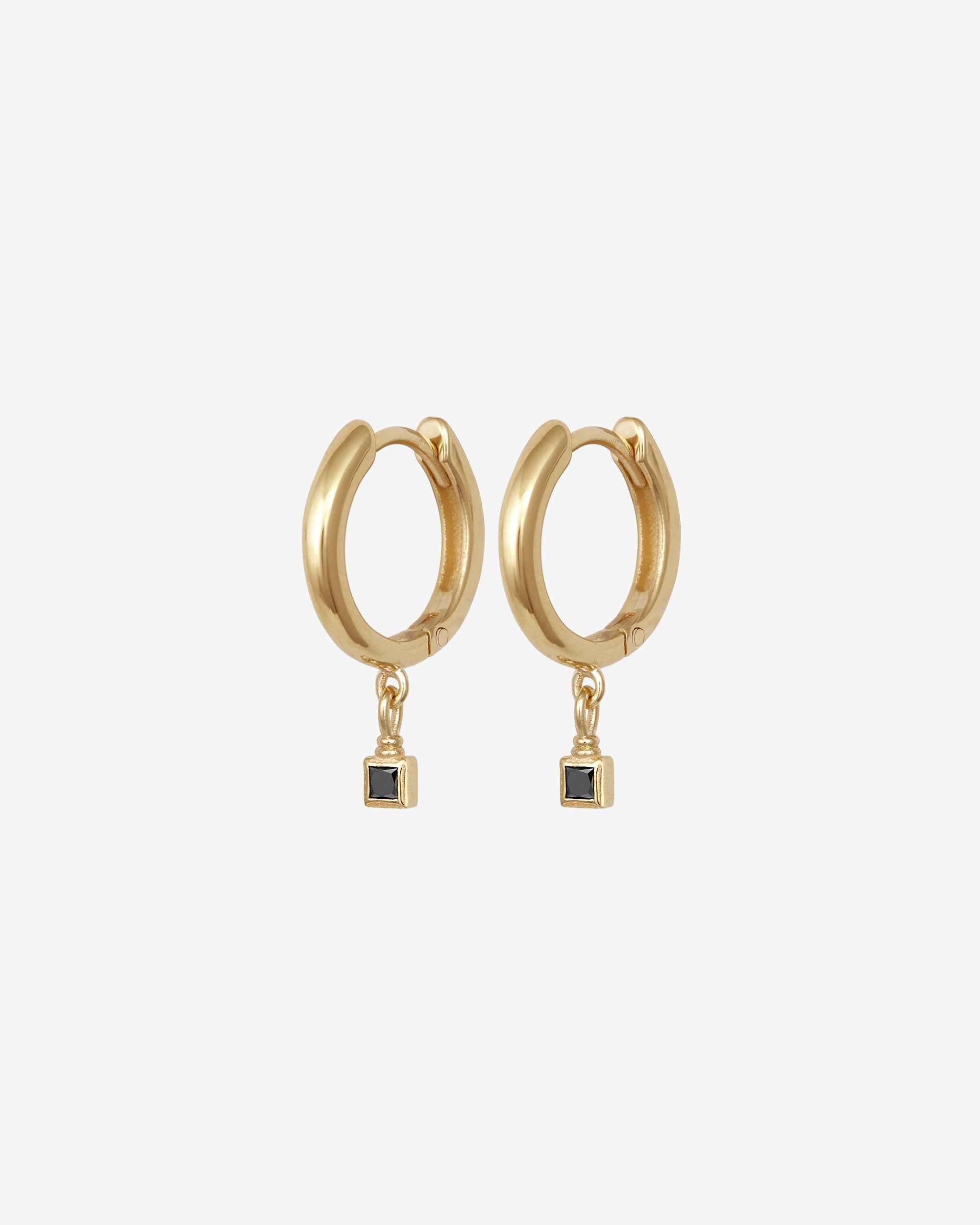 Temple of the Sun Relic Princess Drop Earrings Black Diamond Solid Gold