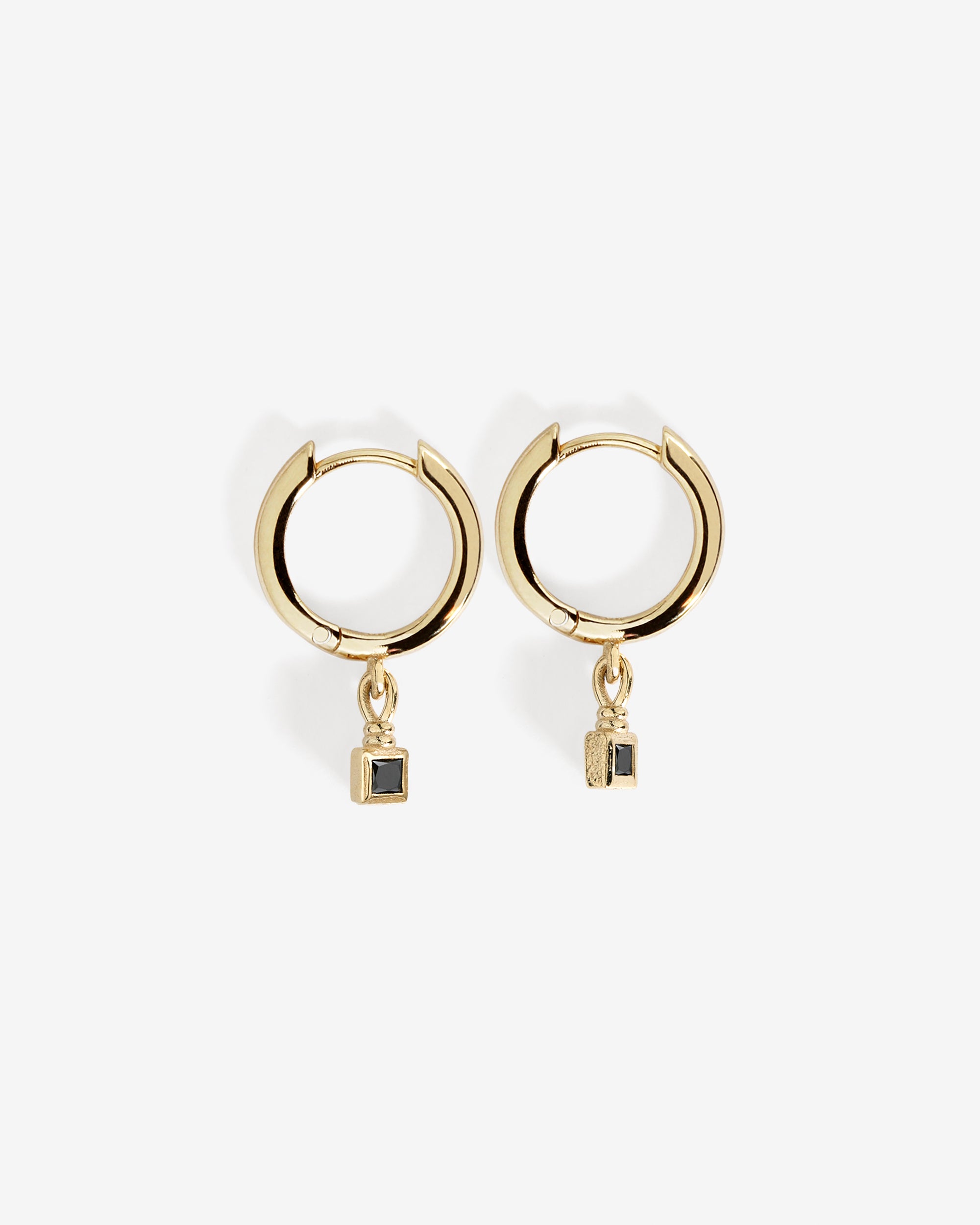Temple of the Sun Relic Princess Drop Earrings Black Diamond Solid Gold