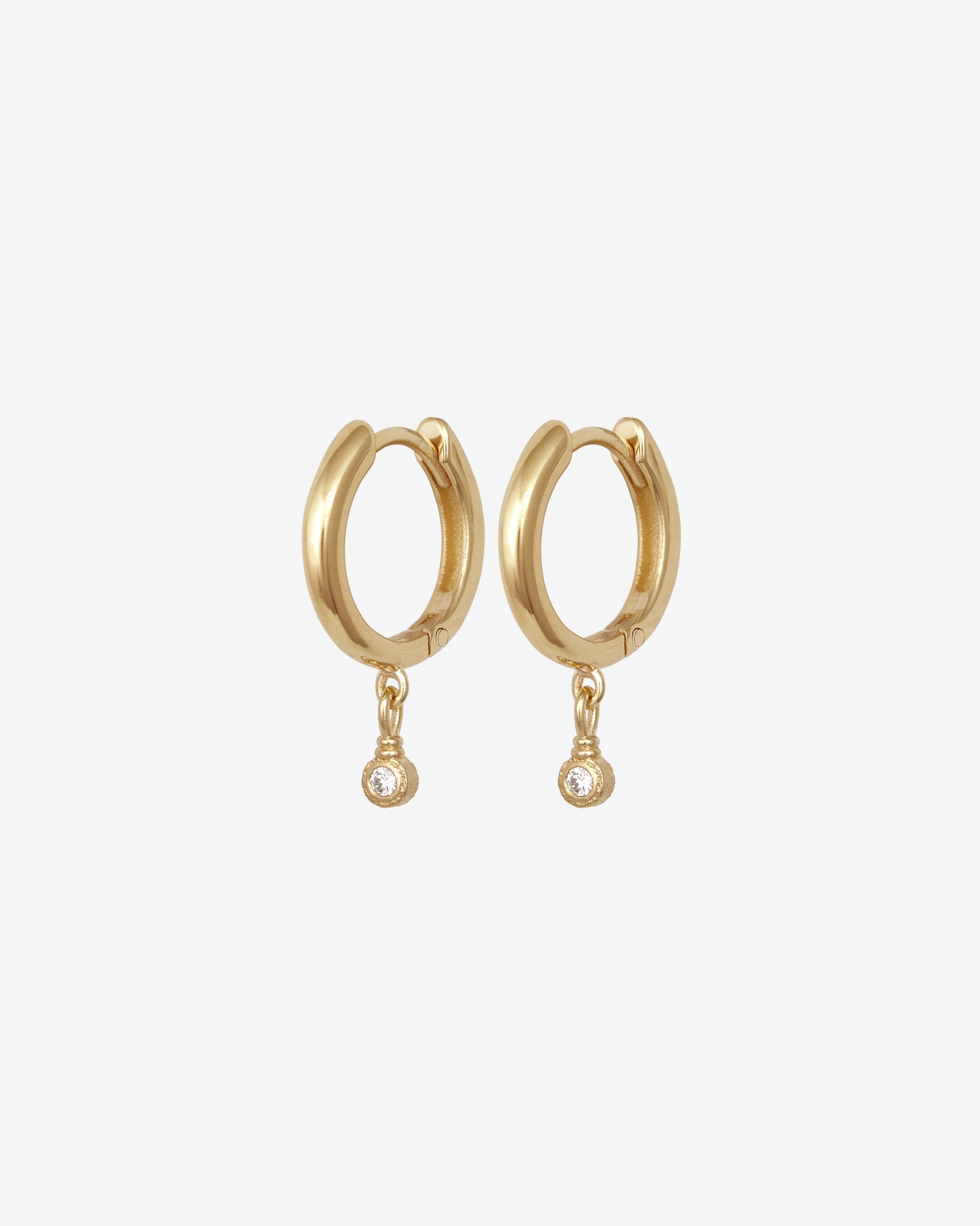 Temple of the Sun Relic Round Drop Earrings Diamond Solid Gold