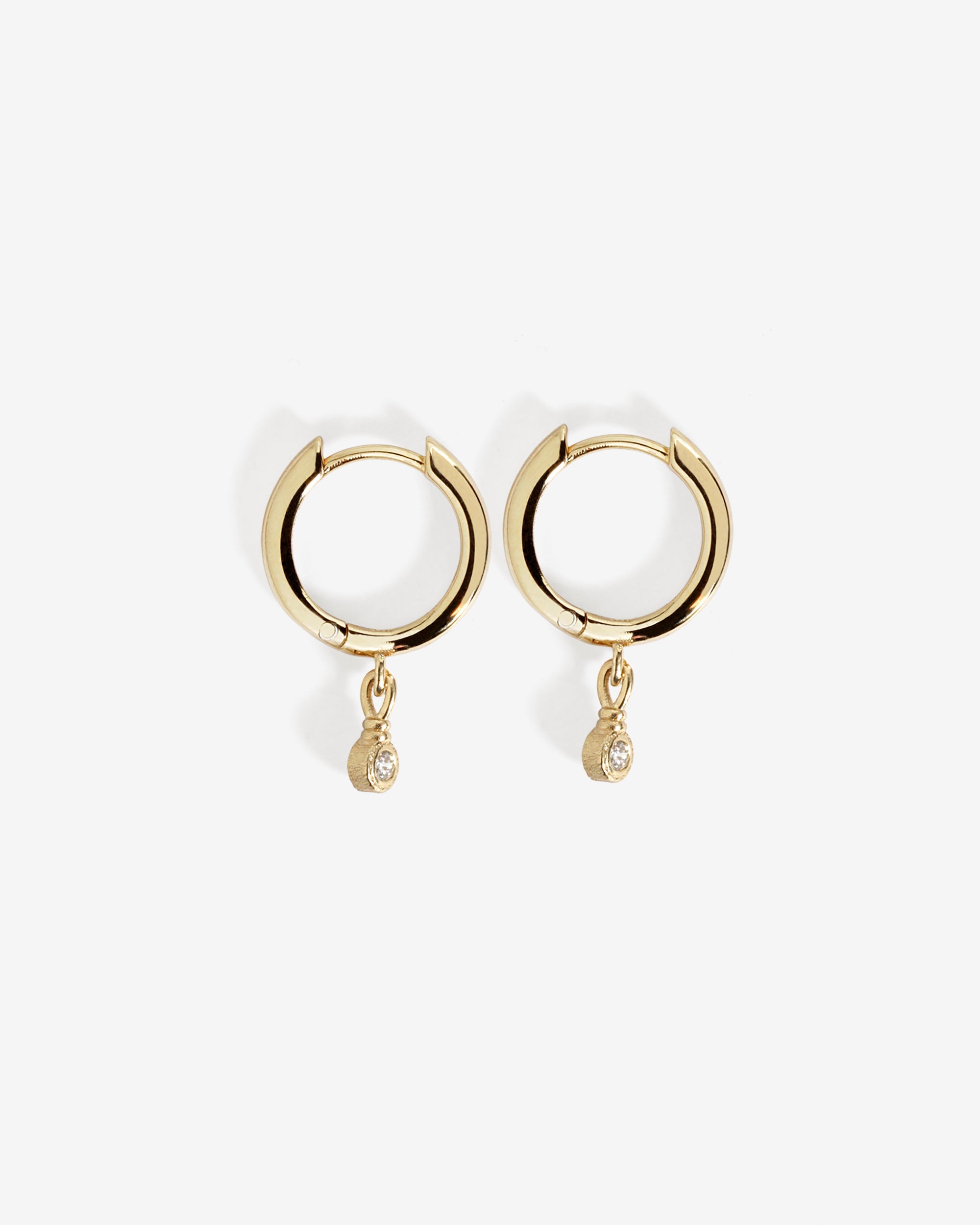 Temple of the Sun Relic Round Drop Earrings Diamond Solid Gold
