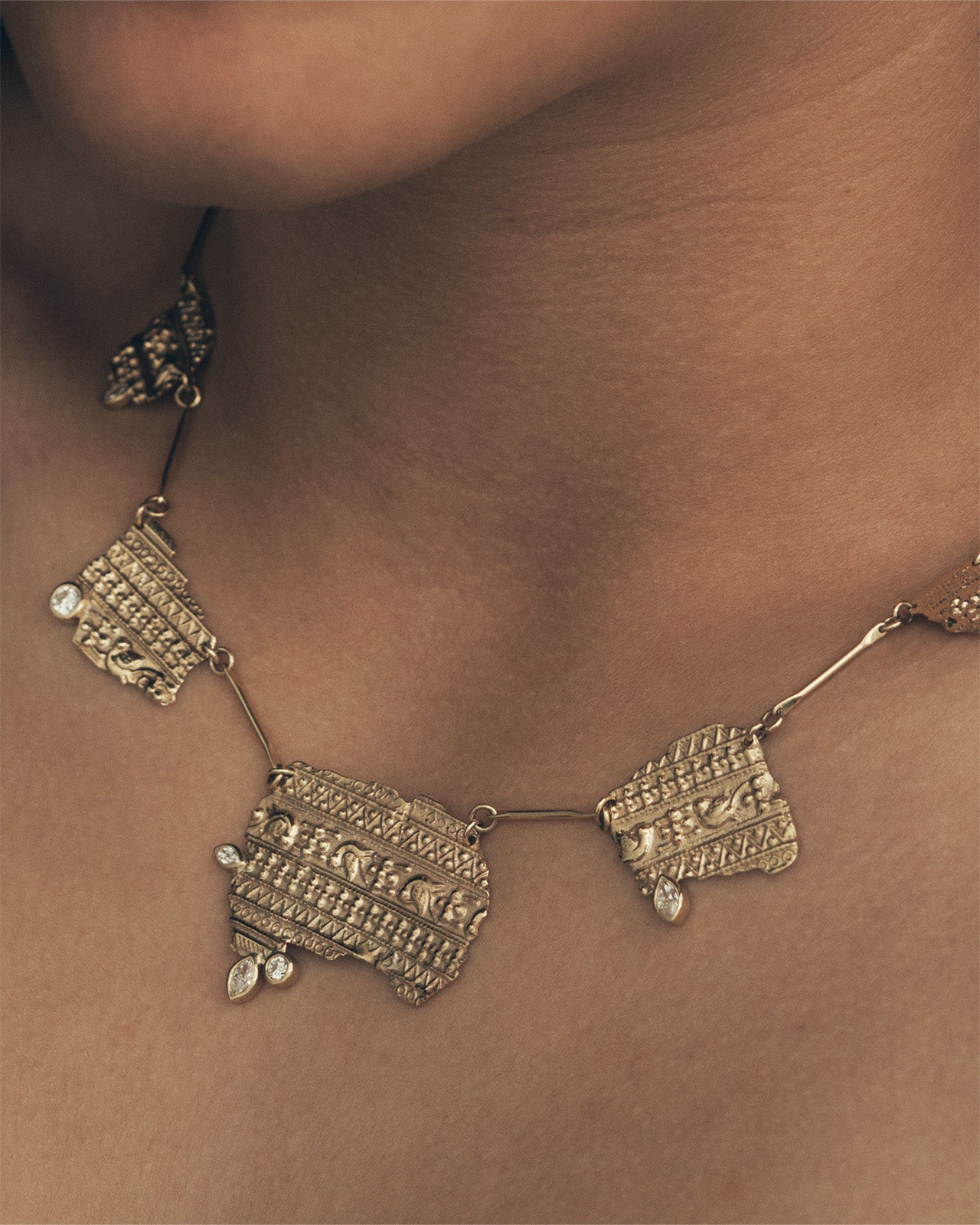 Temple of the Sun Relic V Necklace Diamond Solid Gold