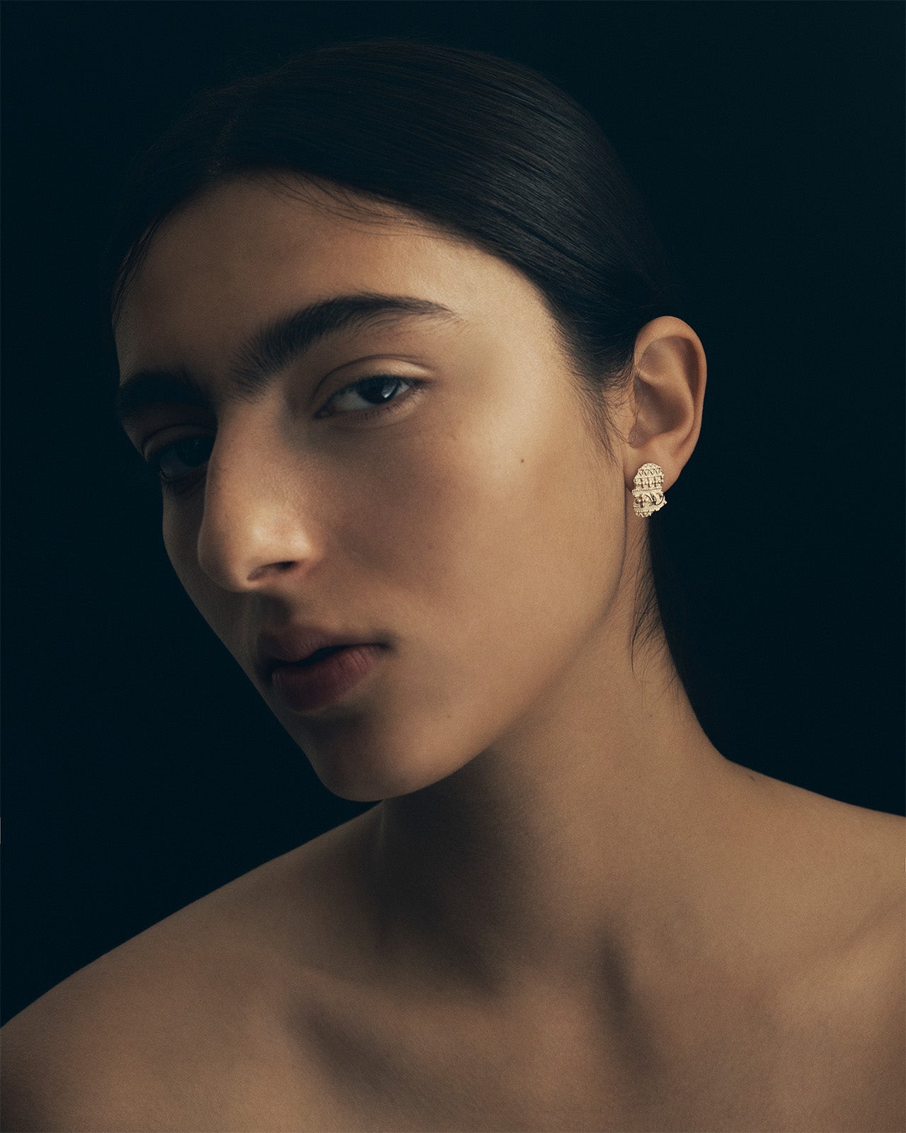 Temple of the Sun Relic VII Asymmetrical Earrings Solid Gold