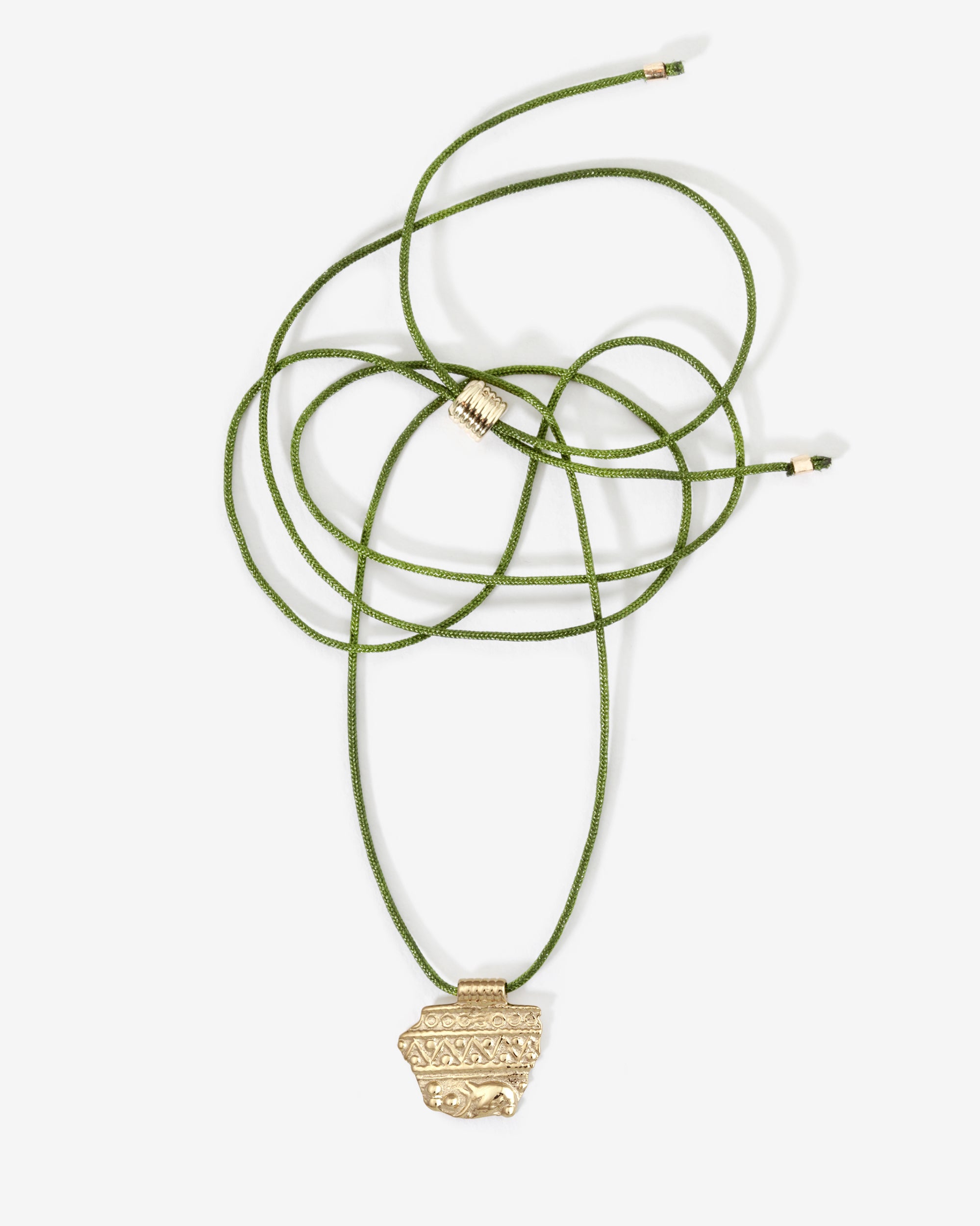 Temple of the Sun Relic VII Necklace Green Solid Gold