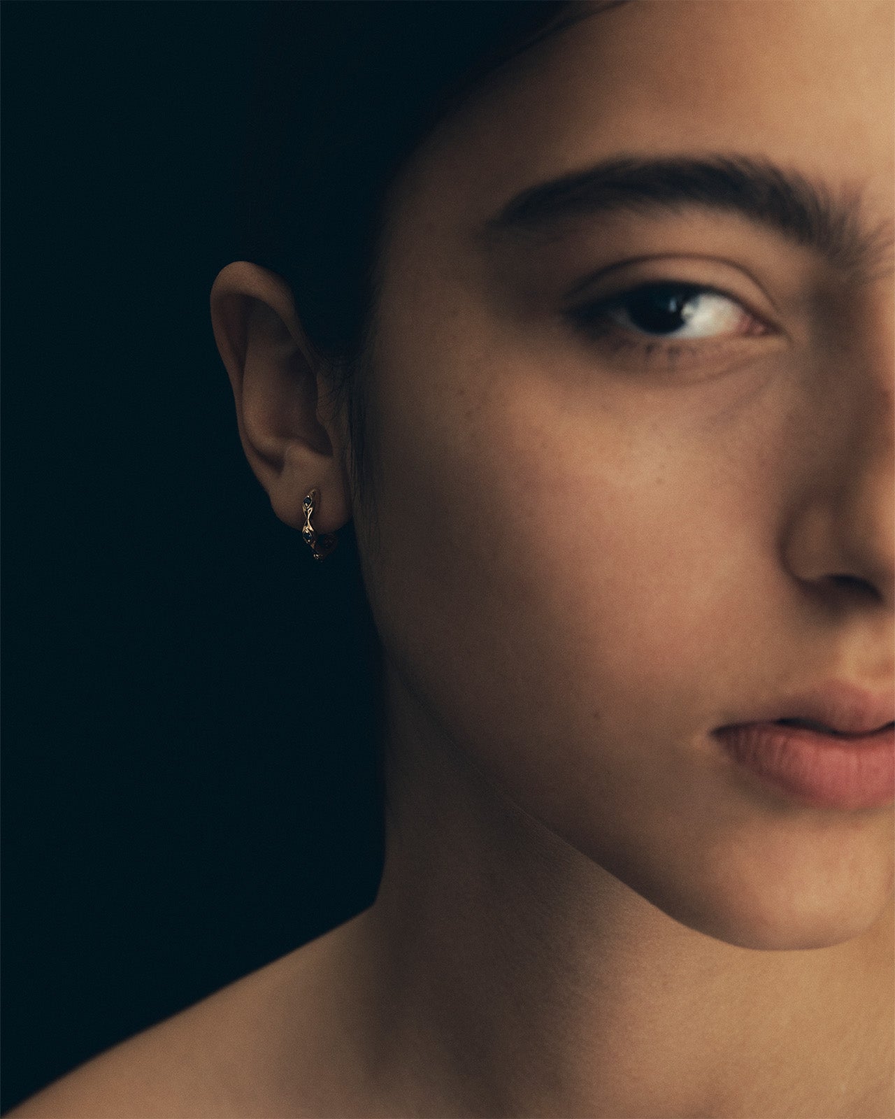 Temple of the Sun Relic XII Huggie Earrings Sapphire Solid Gold