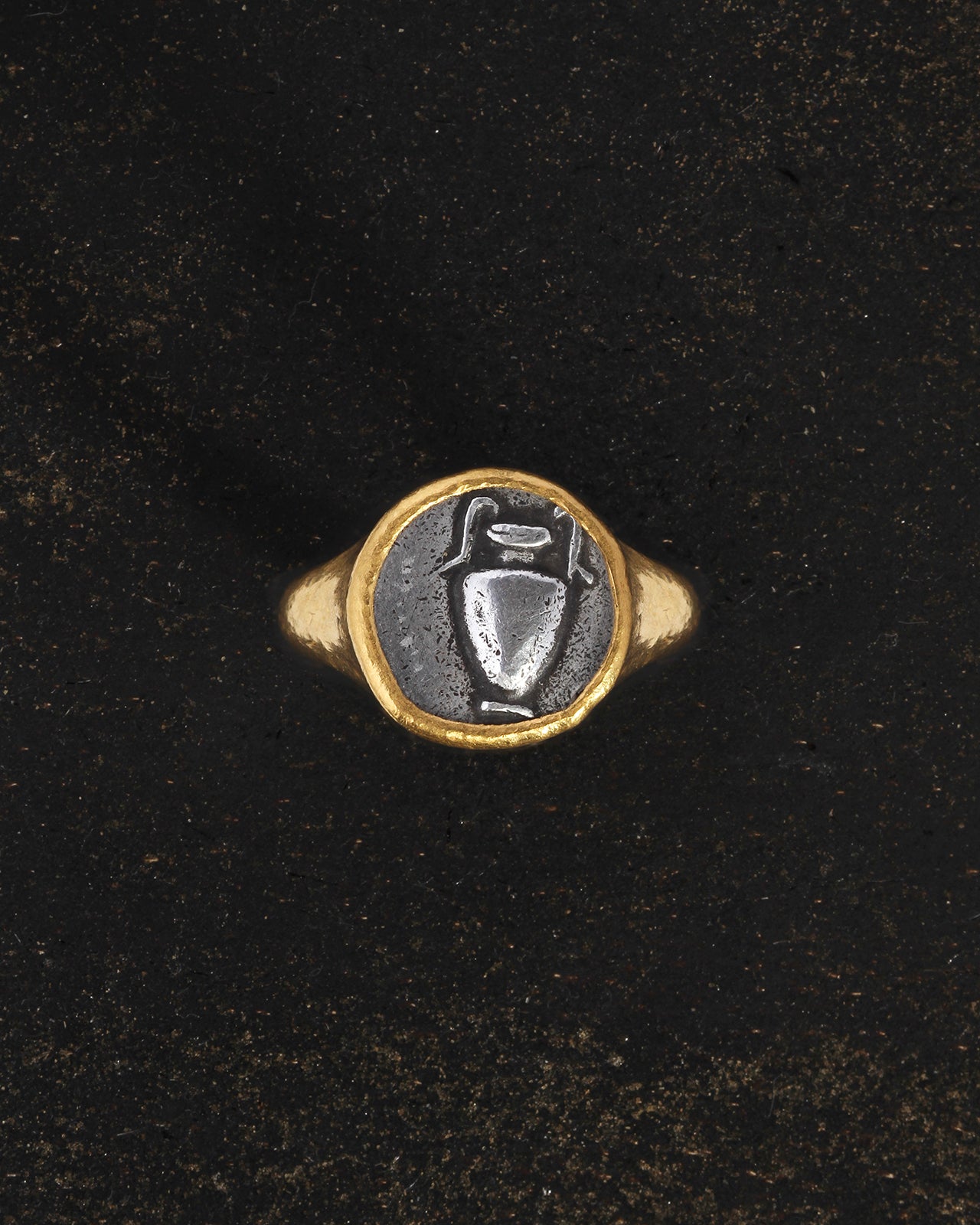 Temple of the Sun Roman Coin Ring Amphora Solid Gold