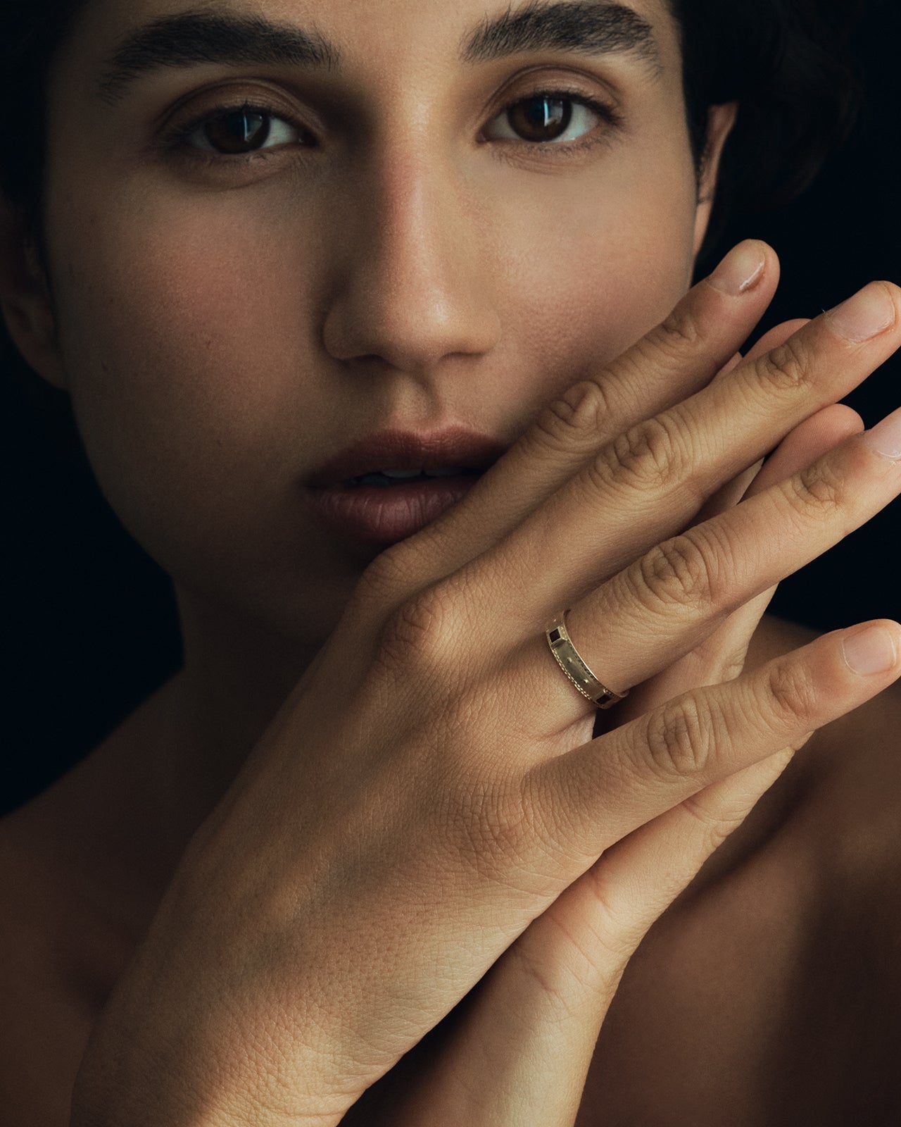 Temple of the Sun Rosetta Ring Garnet Solid Gold