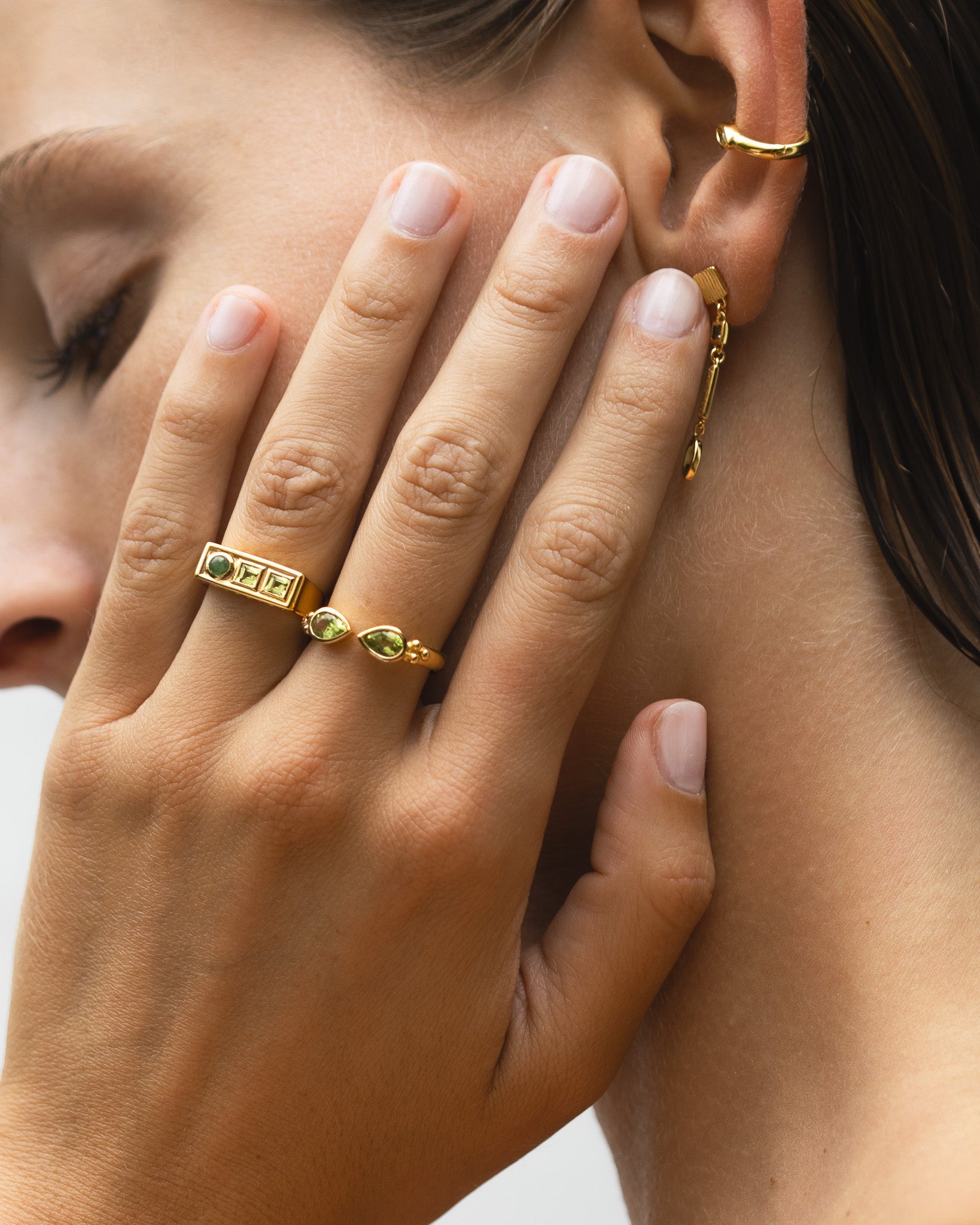 Temple of the Sun Sarra Ring Peridot Gold Vermeil