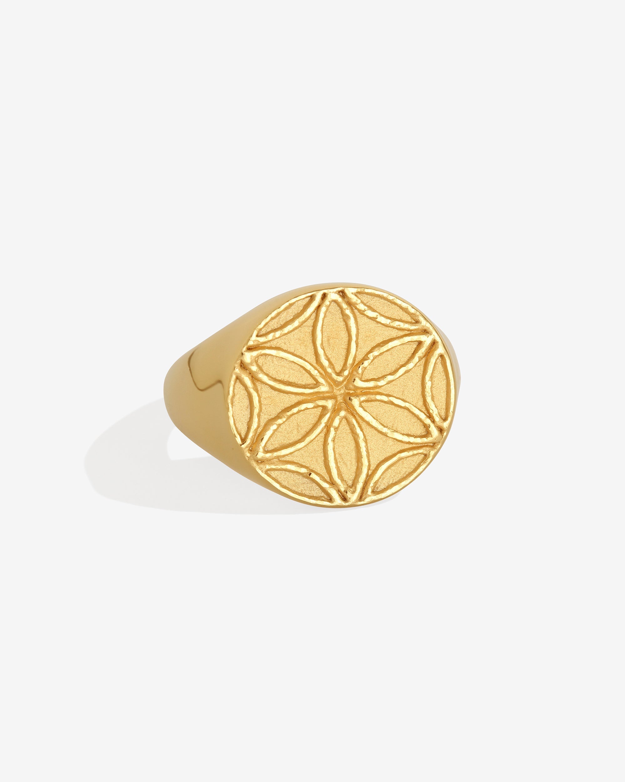 Temple of the Sun Seed of Life Seal Ring Gold Vermeil