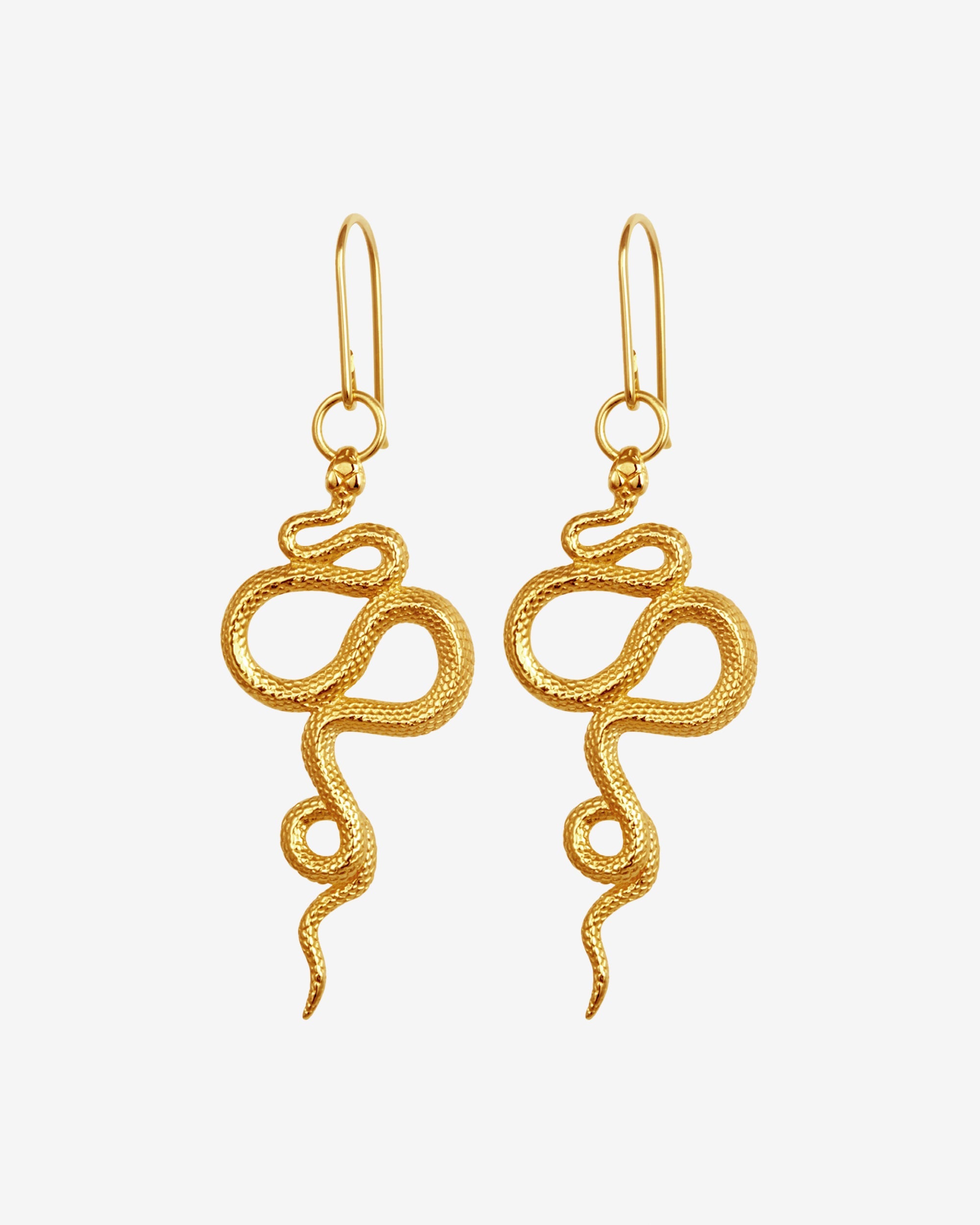 Temple of the Sun Snake Earrings Gold Vermeil