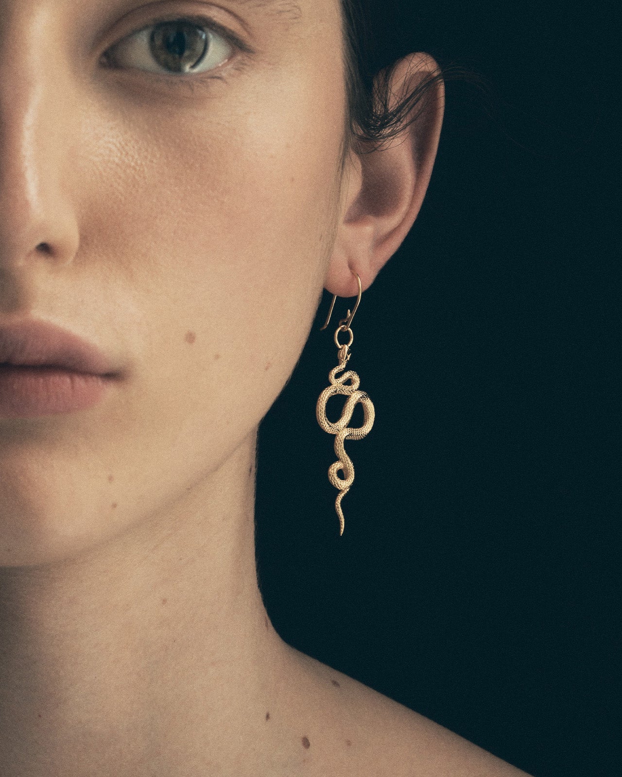 Temple of the Sun Snake Earrings Gold Vermeil