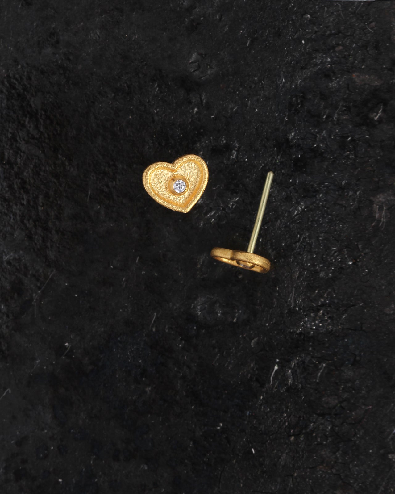 Temple of the Sun Tala Studs Heart Diamond Solid Gold