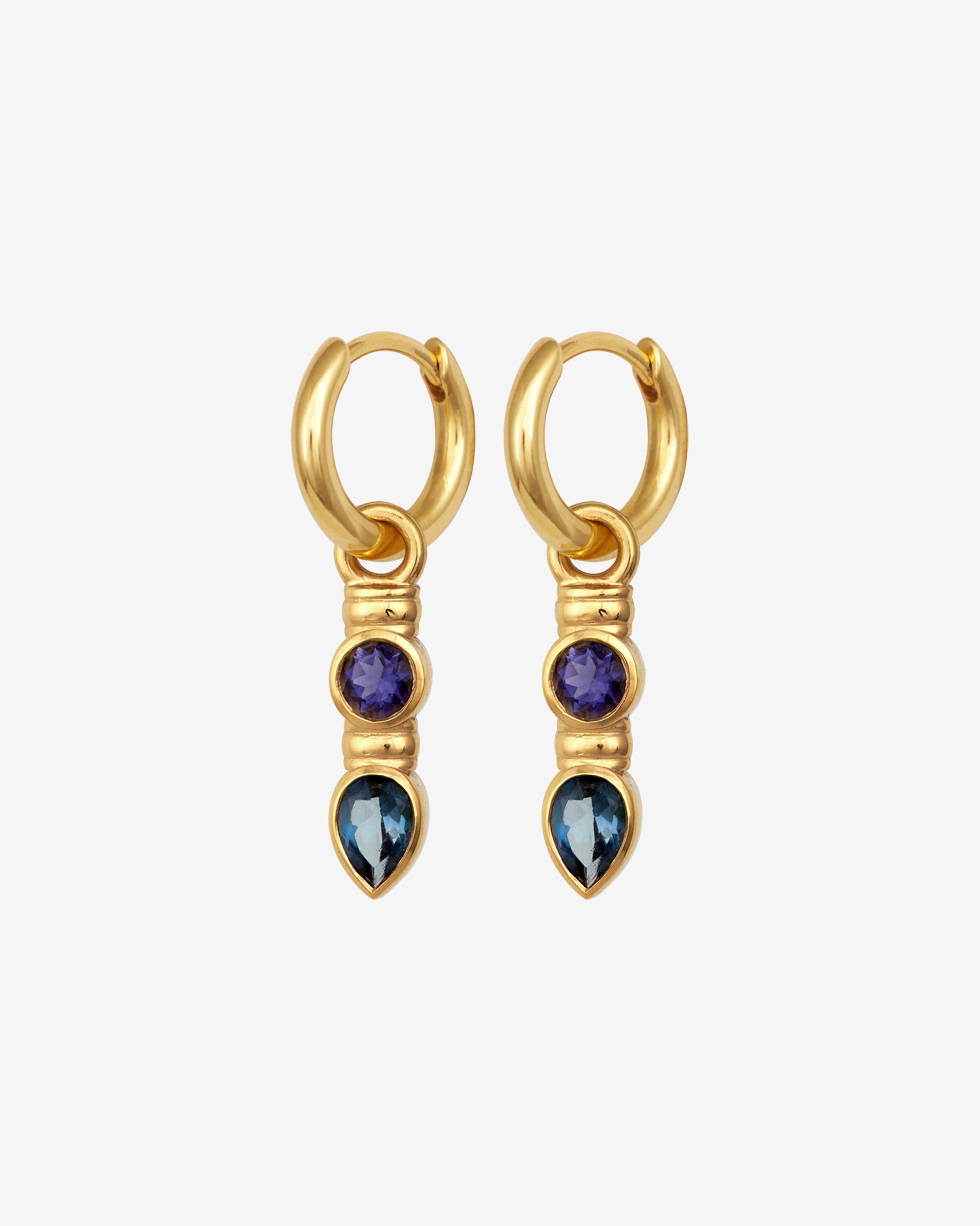 Temple of the Sun Teal Earrings Gold Vermeil