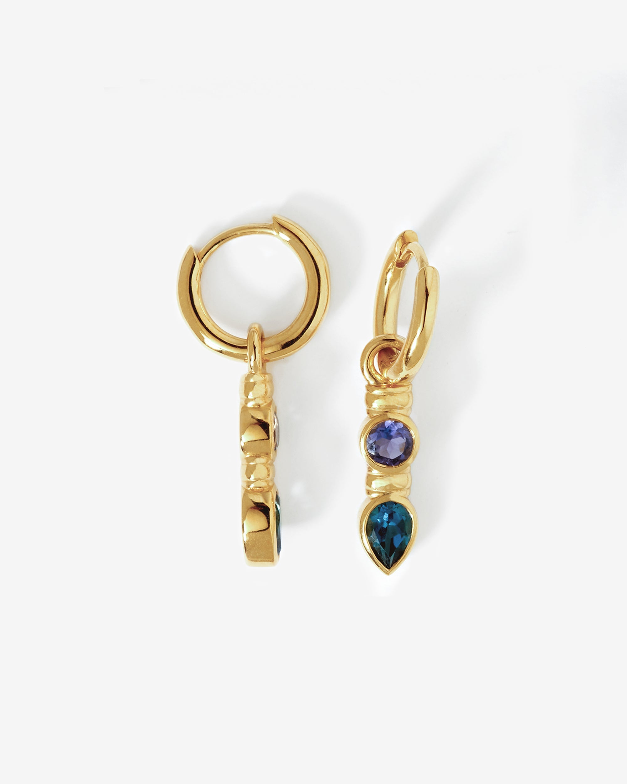 Temple of the Sun Teal Earrings Gold Vermeil