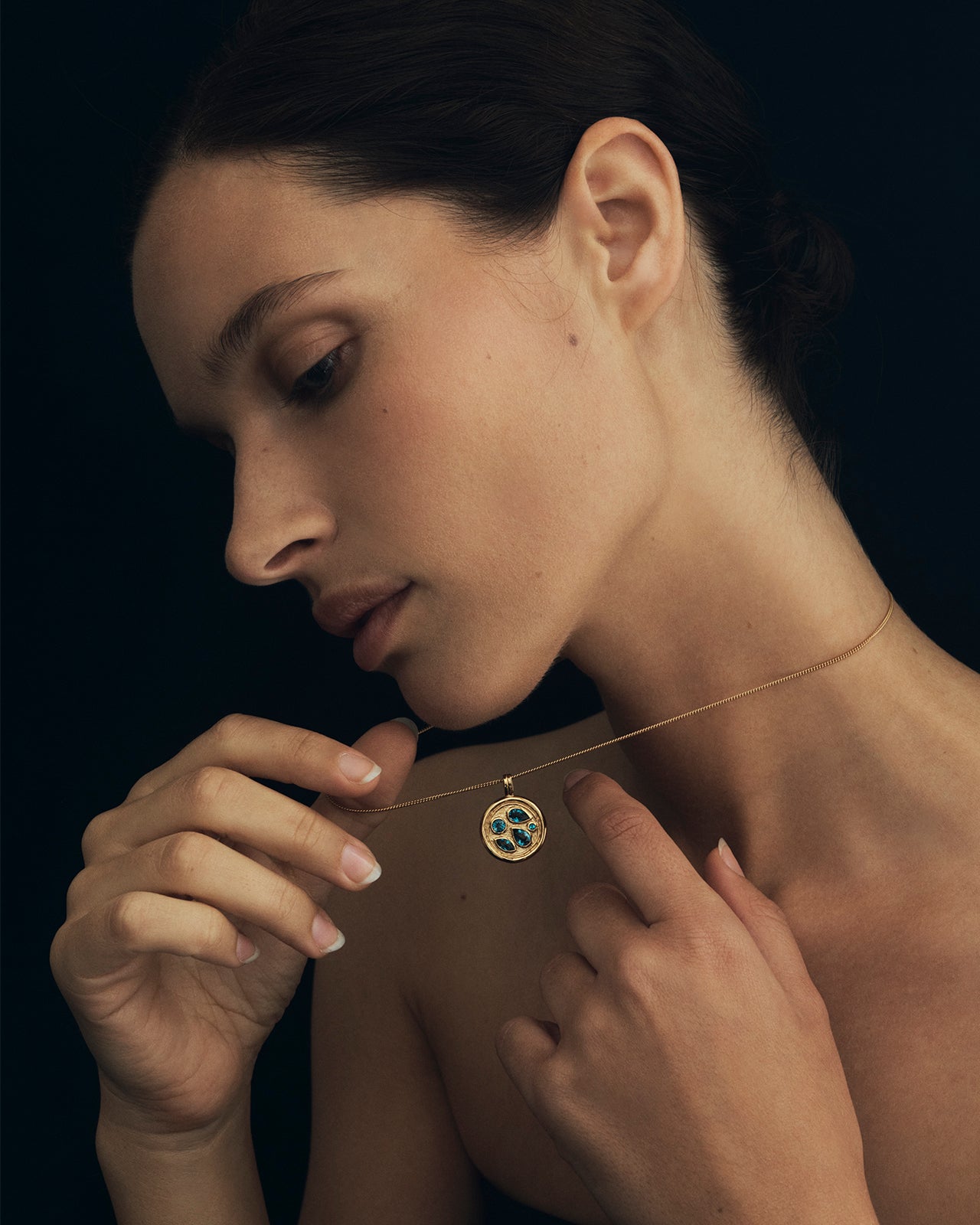 Temple of the Sun Teal Necklace Gold Vermeil