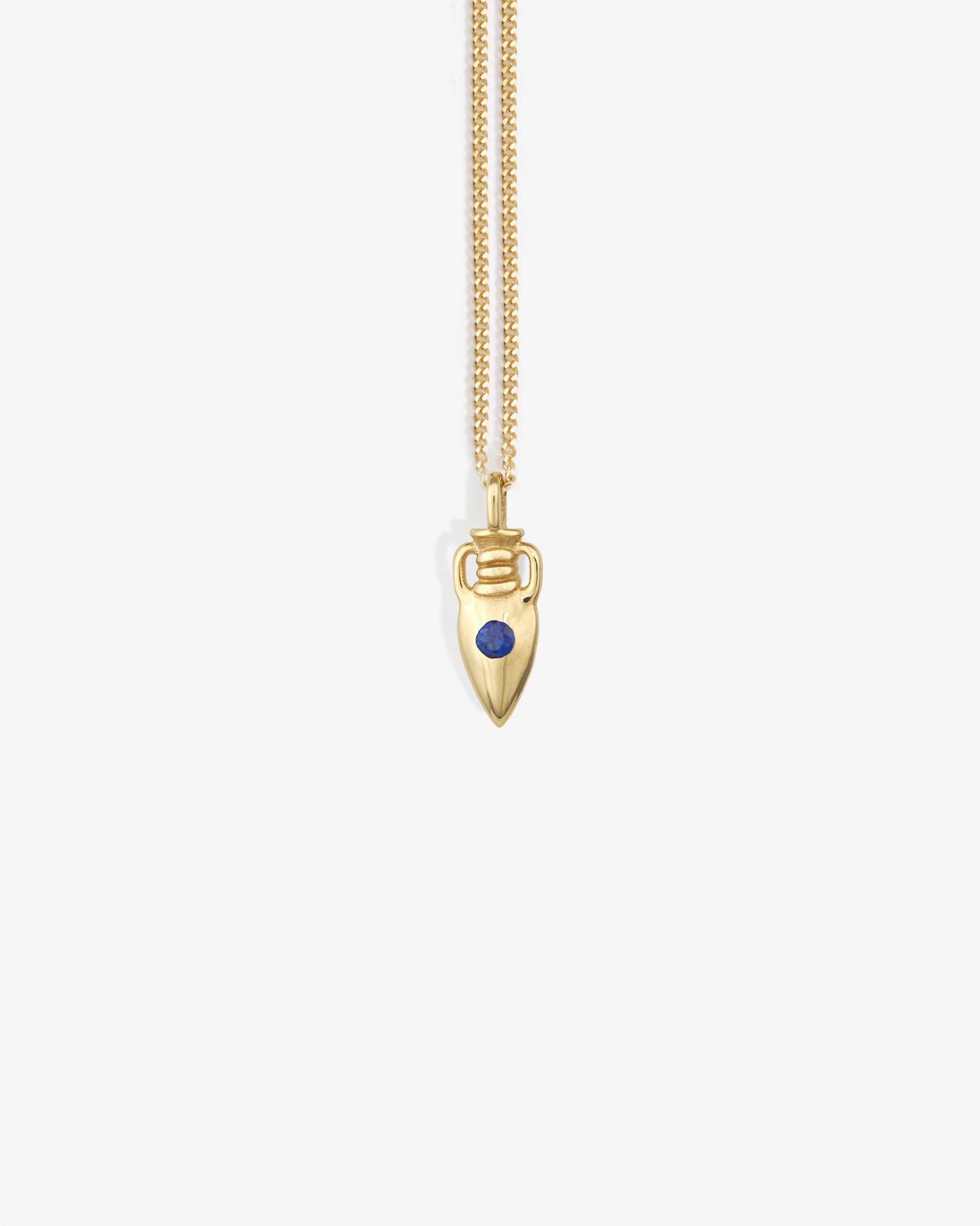 Temple of the Sun Urn Necklace Sapphire Solid Gold