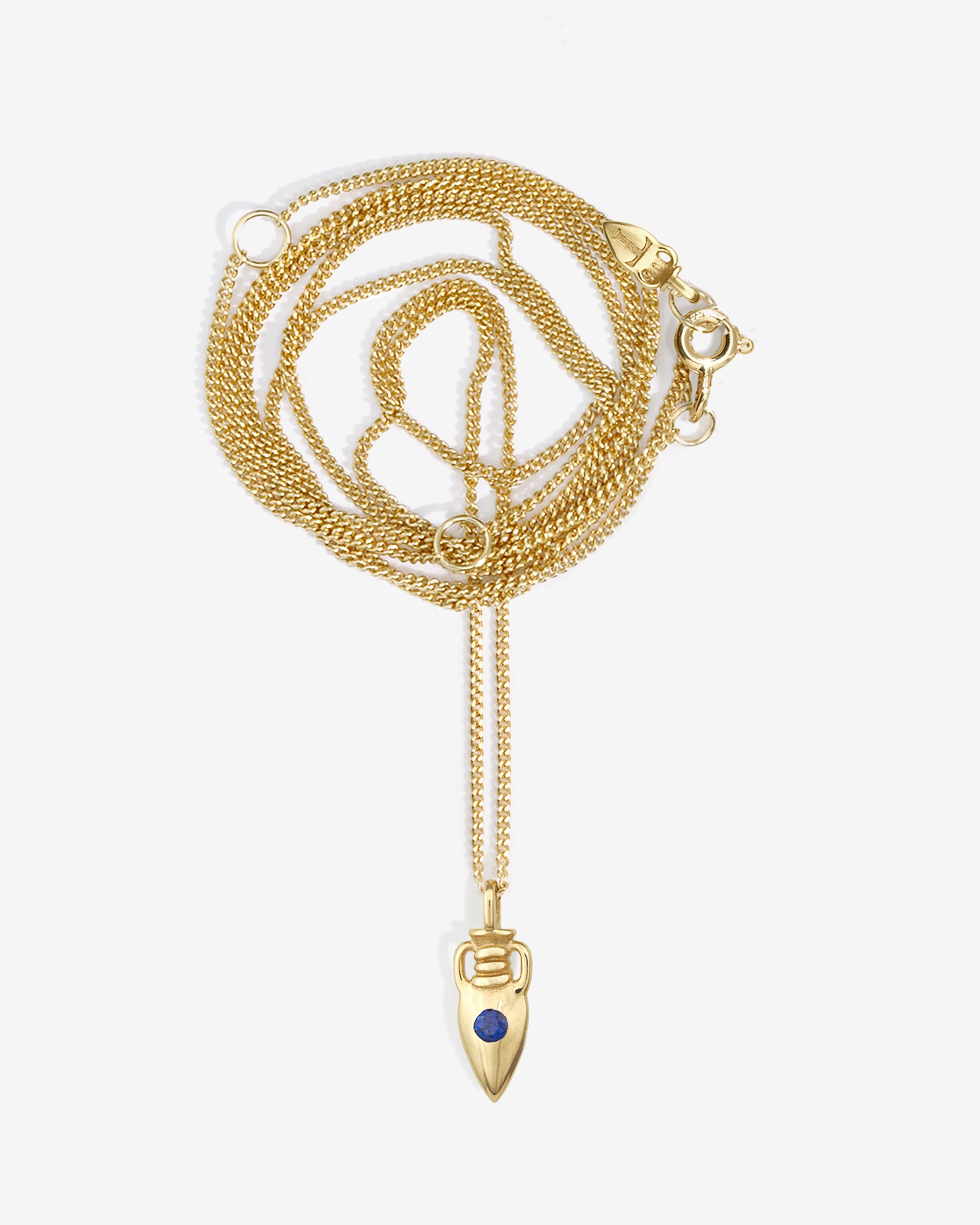 Temple of the Sun Urn Necklace Sapphire Solid Gold