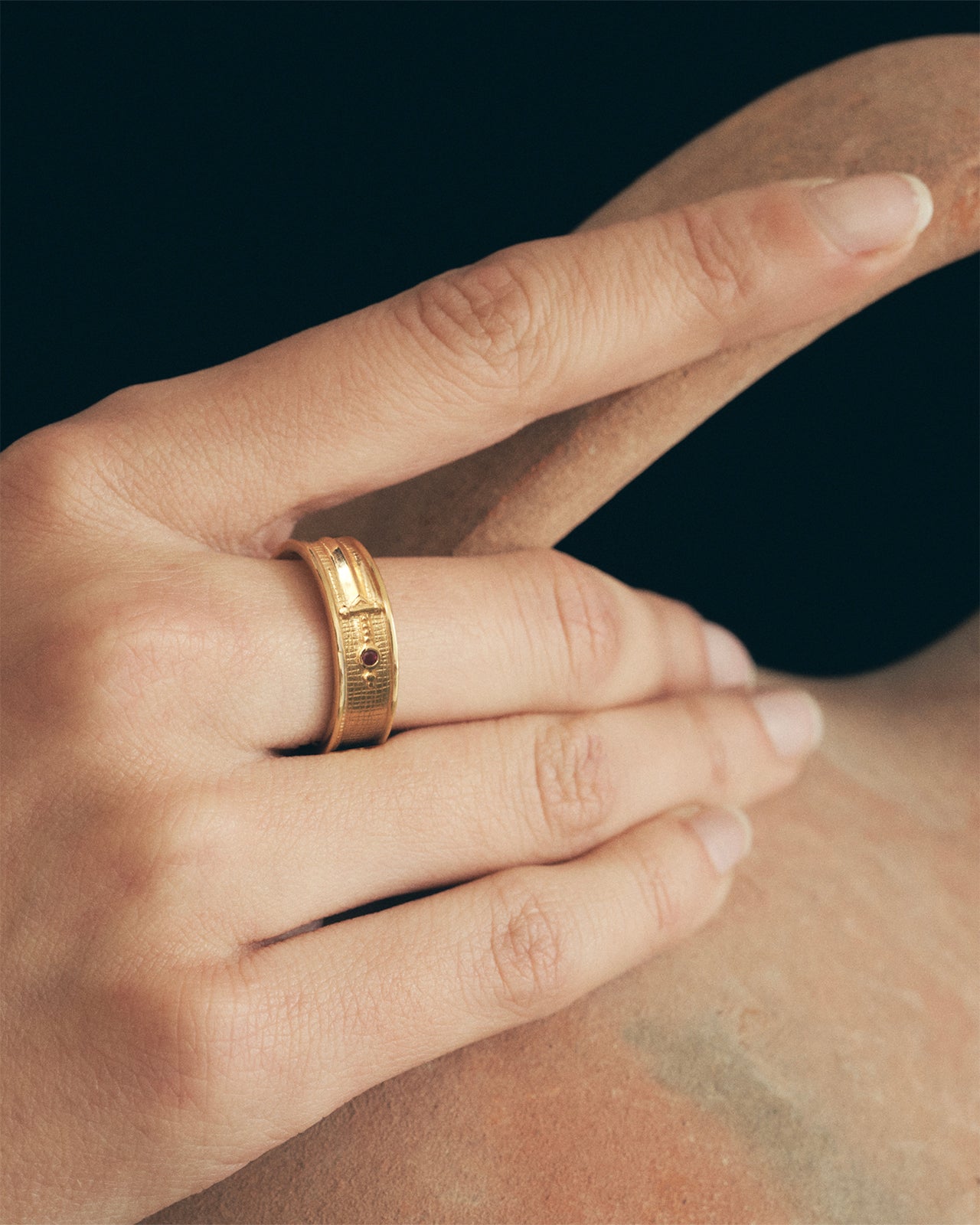 Temple of the Sun Valor Ring Ruby Gold Vermeil